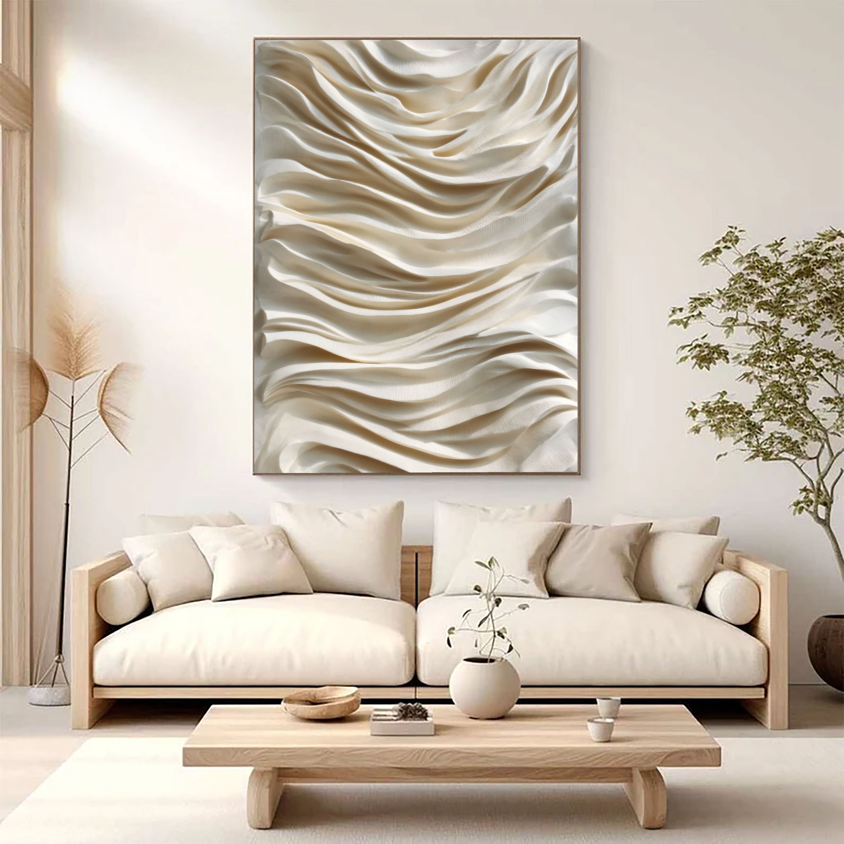 Textured Wavy Opulence | Beige Rhythm
