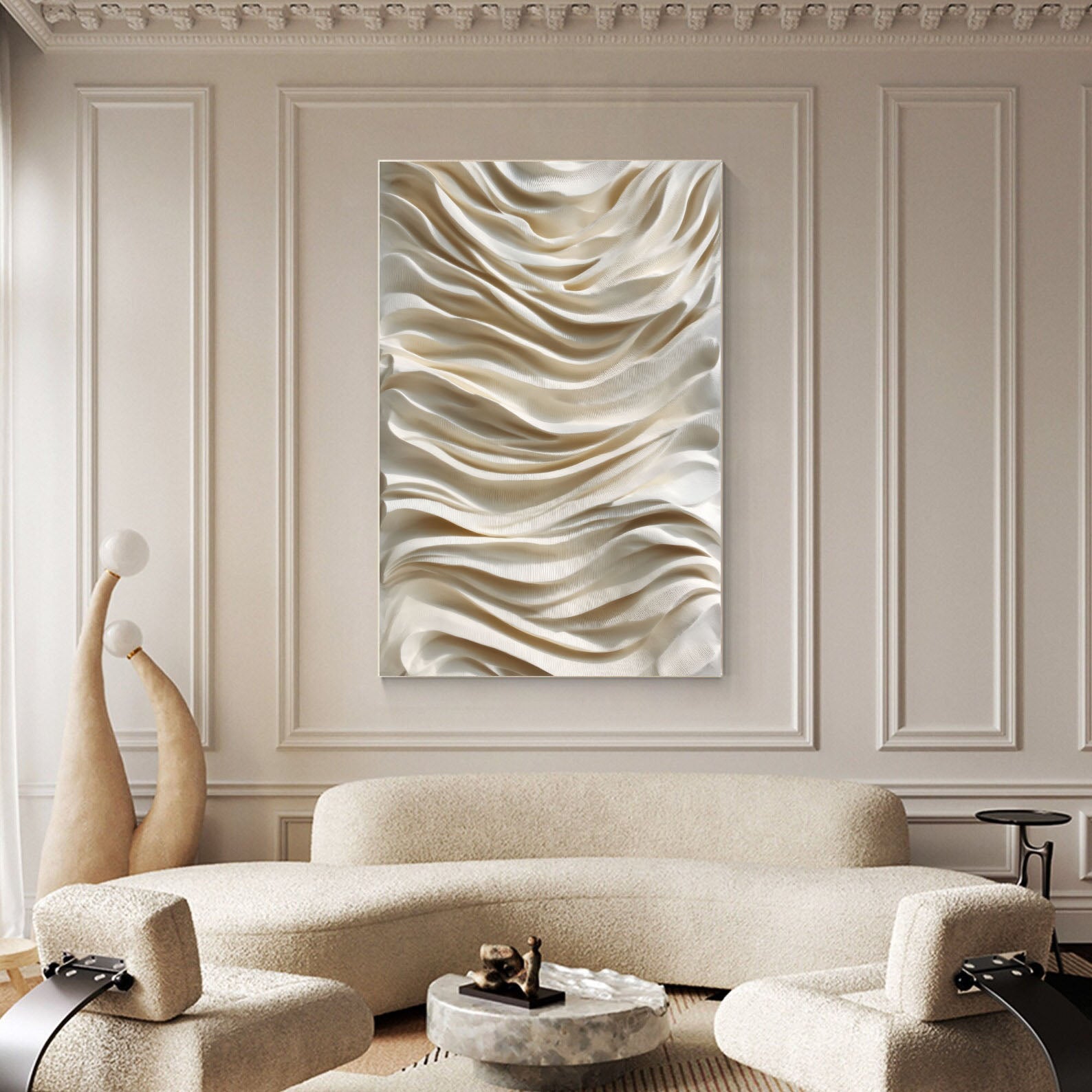 Textured Wavy Opulence | Beige Rhythm
