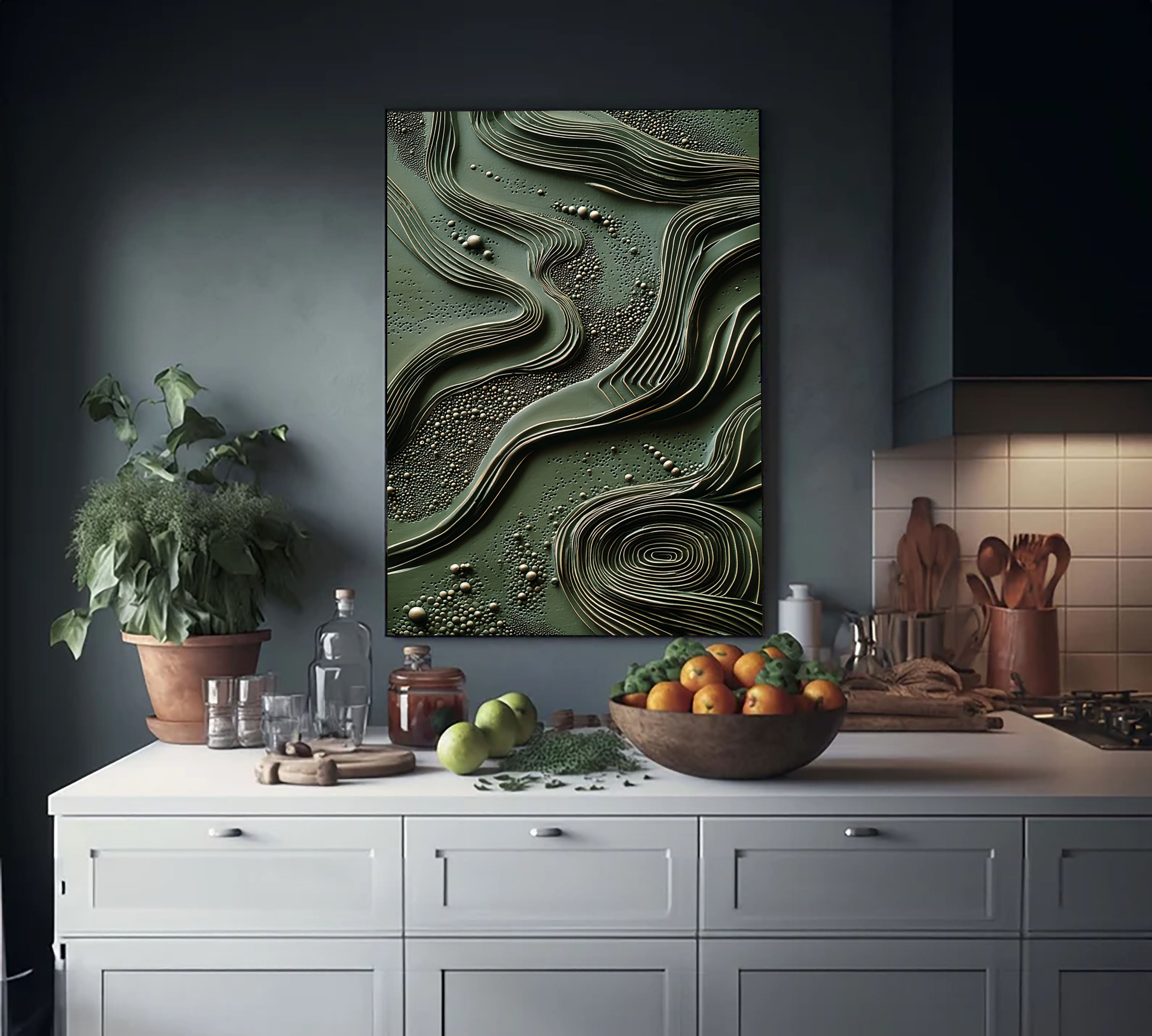 Textured Wave Opulence | Green Gold