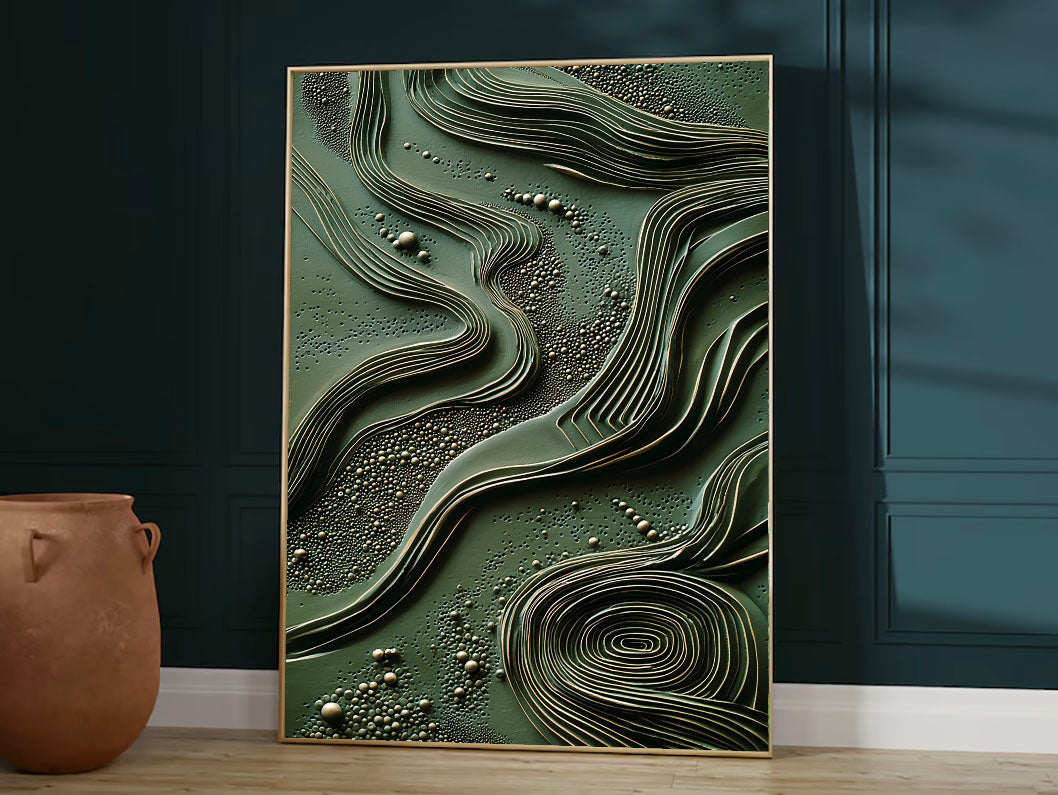 Textured Wave Opulence | Green Gold