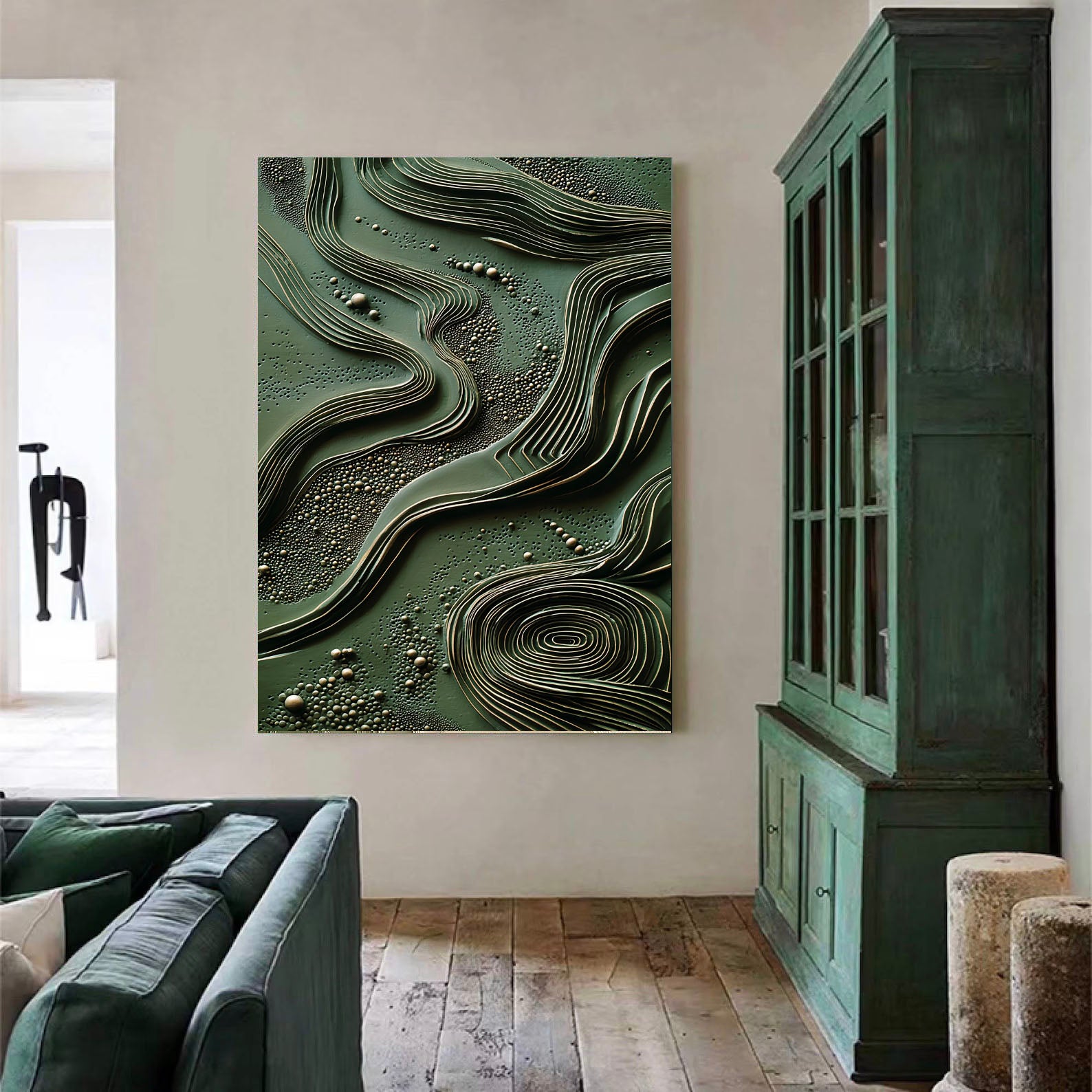 Textured Wave Opulence | Green Gold