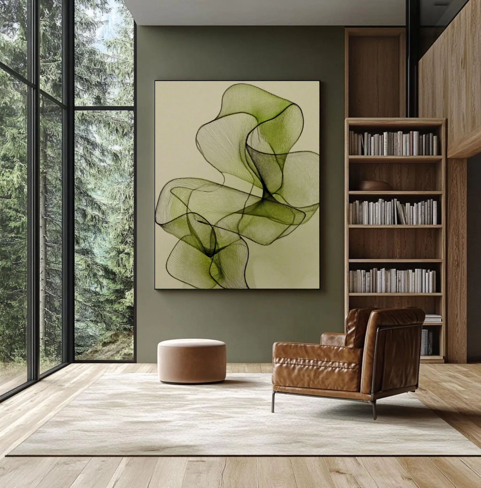 Textured Airy Contours | Muted Greens