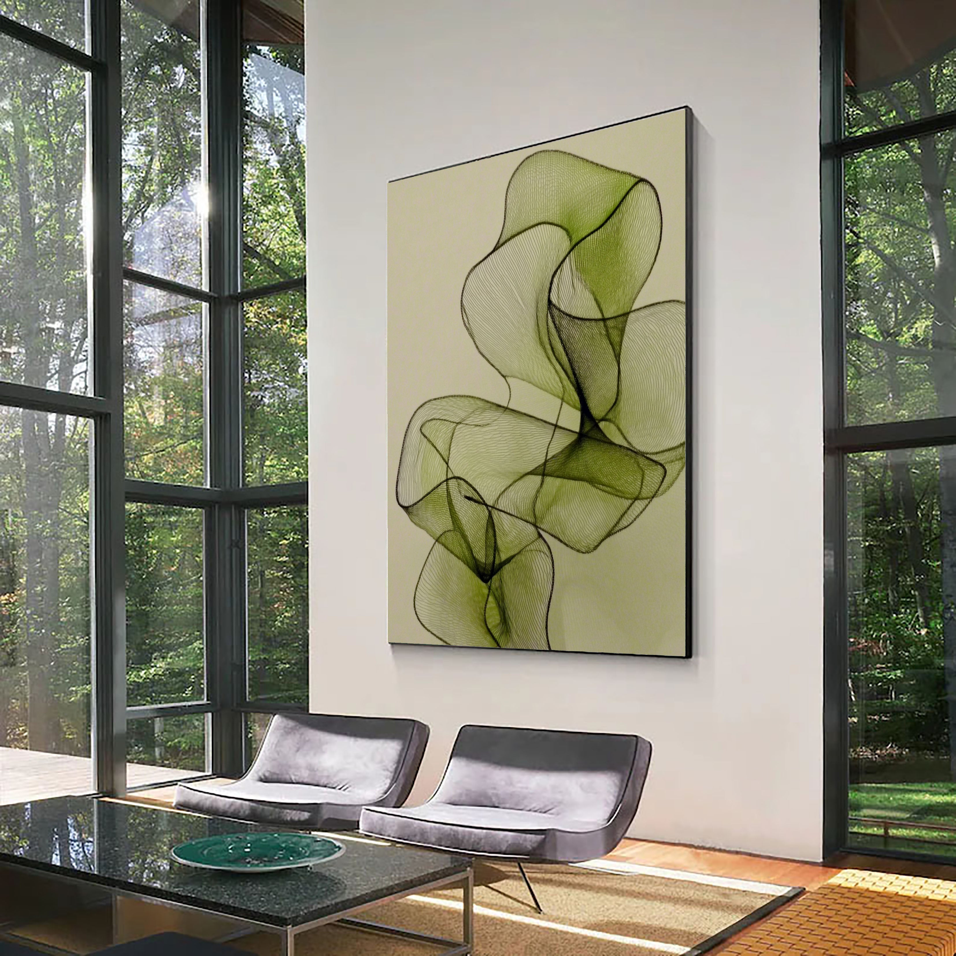 Textured Airy Contours | Muted Greens