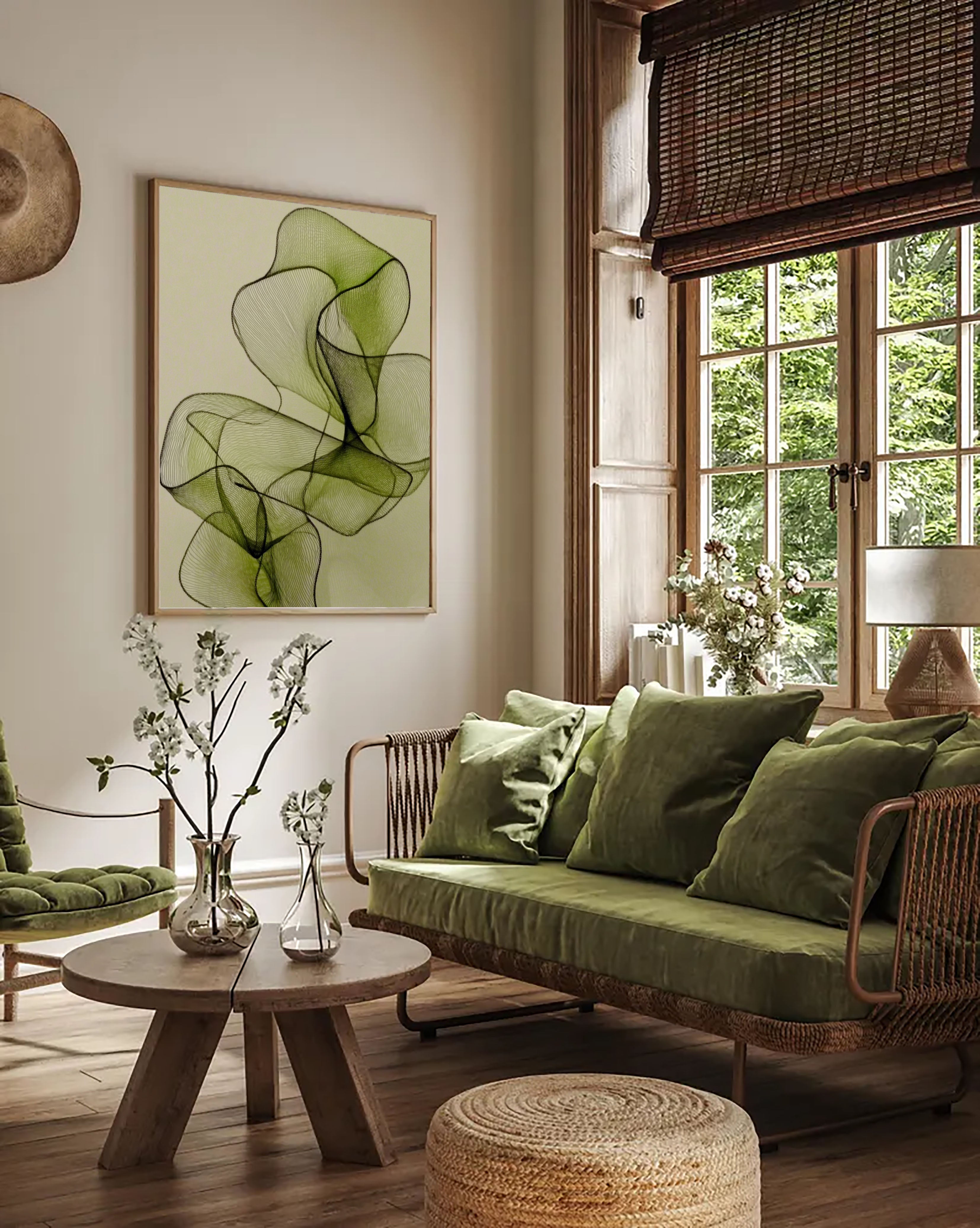 Textured Airy Contours | Muted Greens