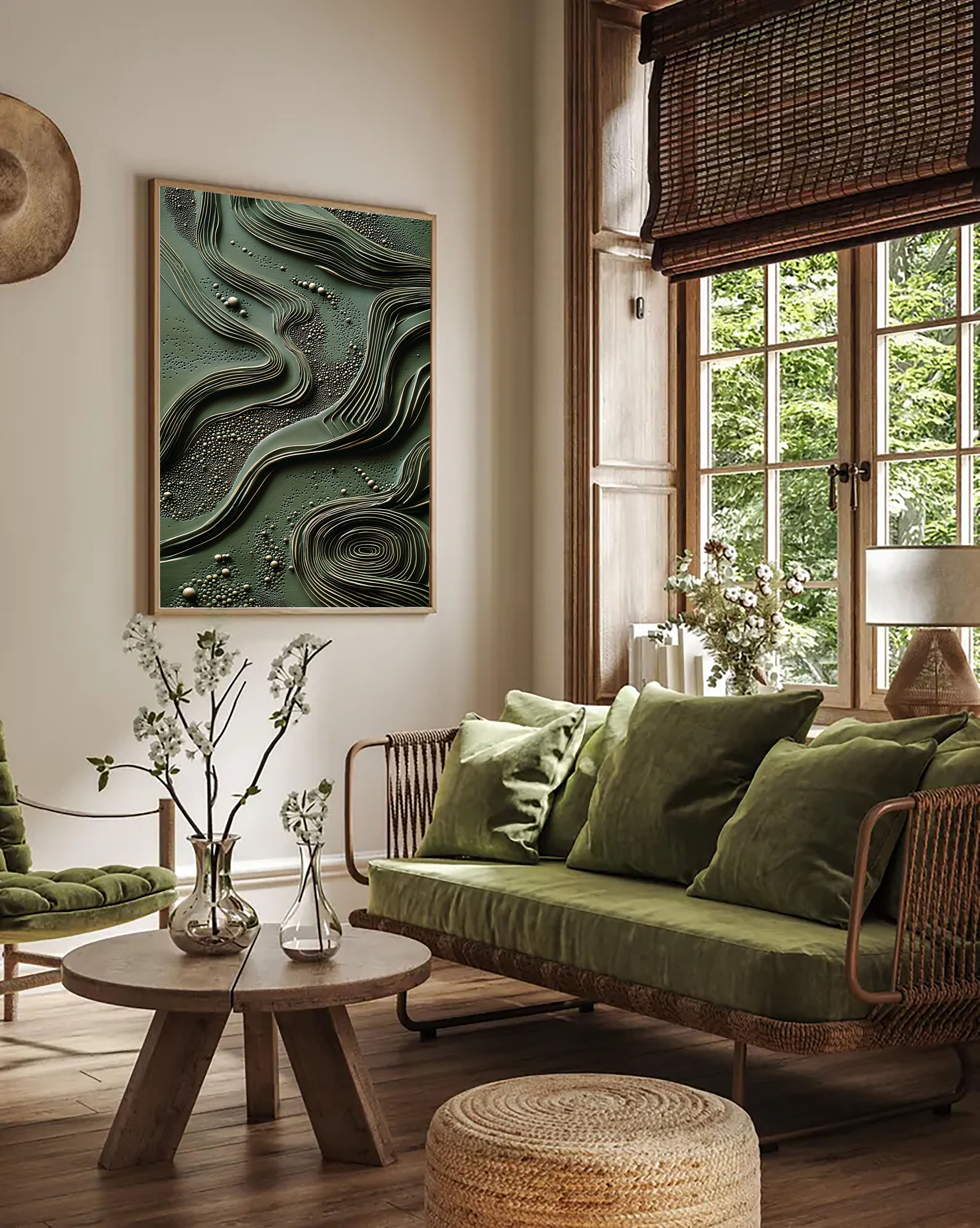 Textured Wave Opulence | Green Gold