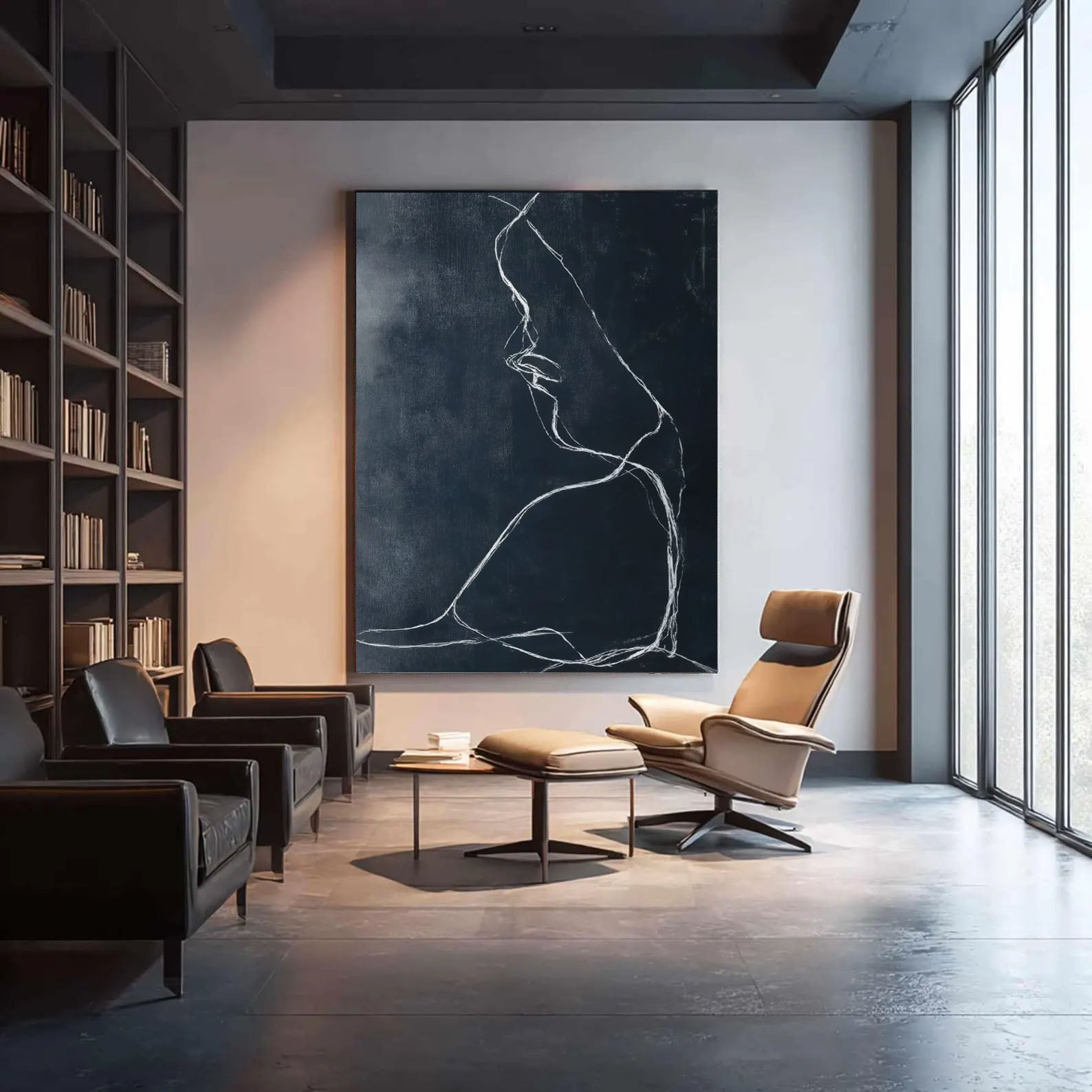 Minimalist Line Figure | Dark Charcoal