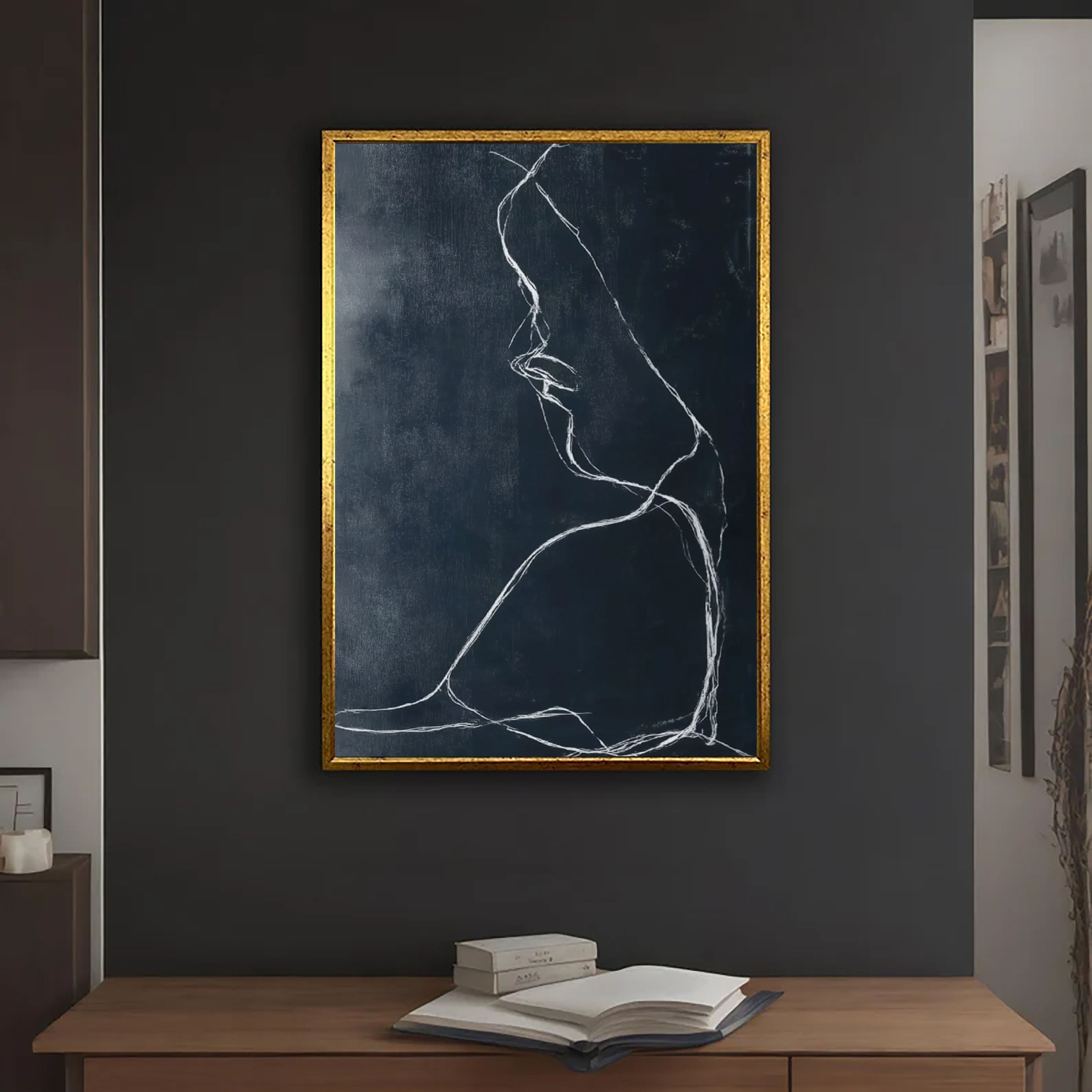 Minimalist Line Figure | Dark Charcoal