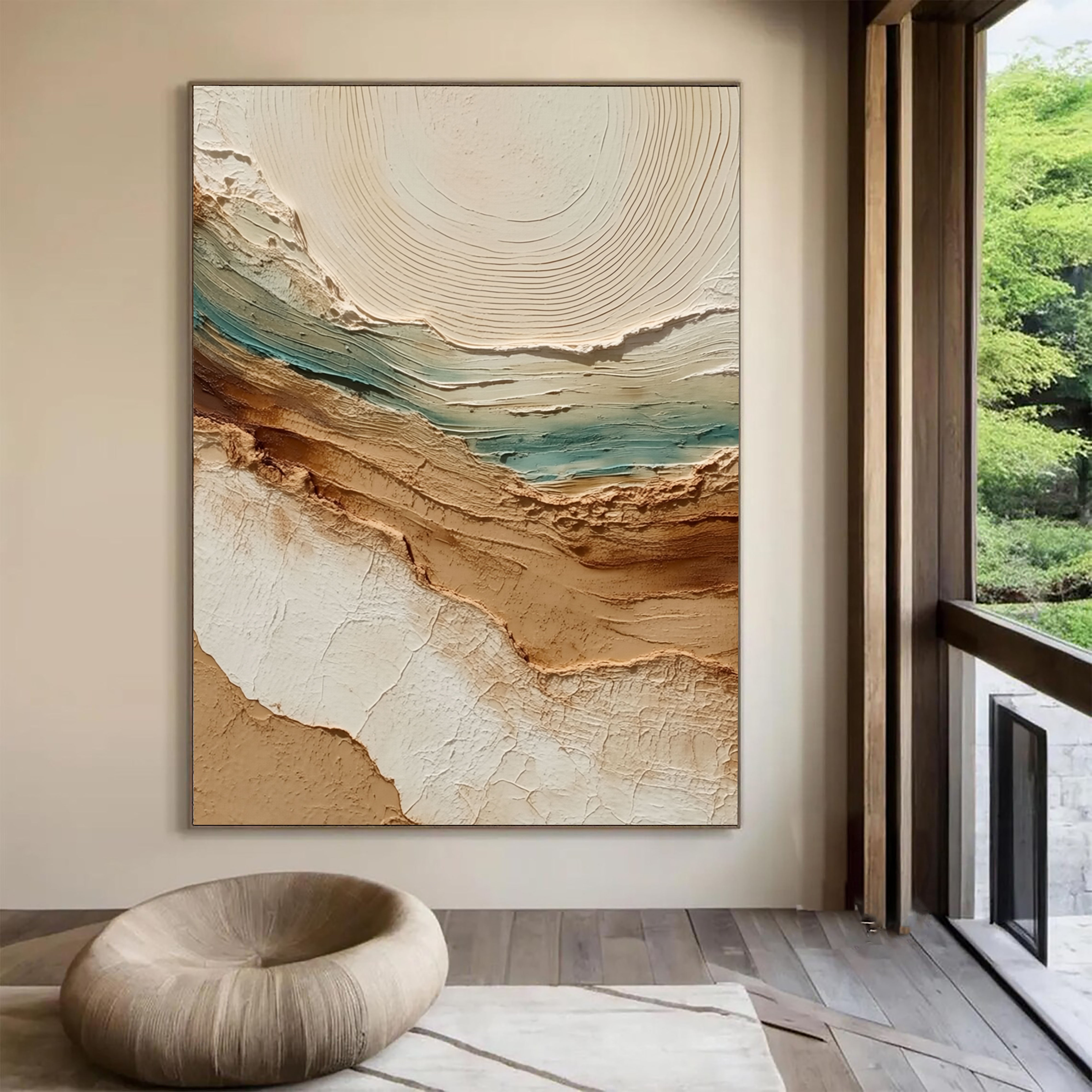 Textured Coastal Strata | Teal Beige