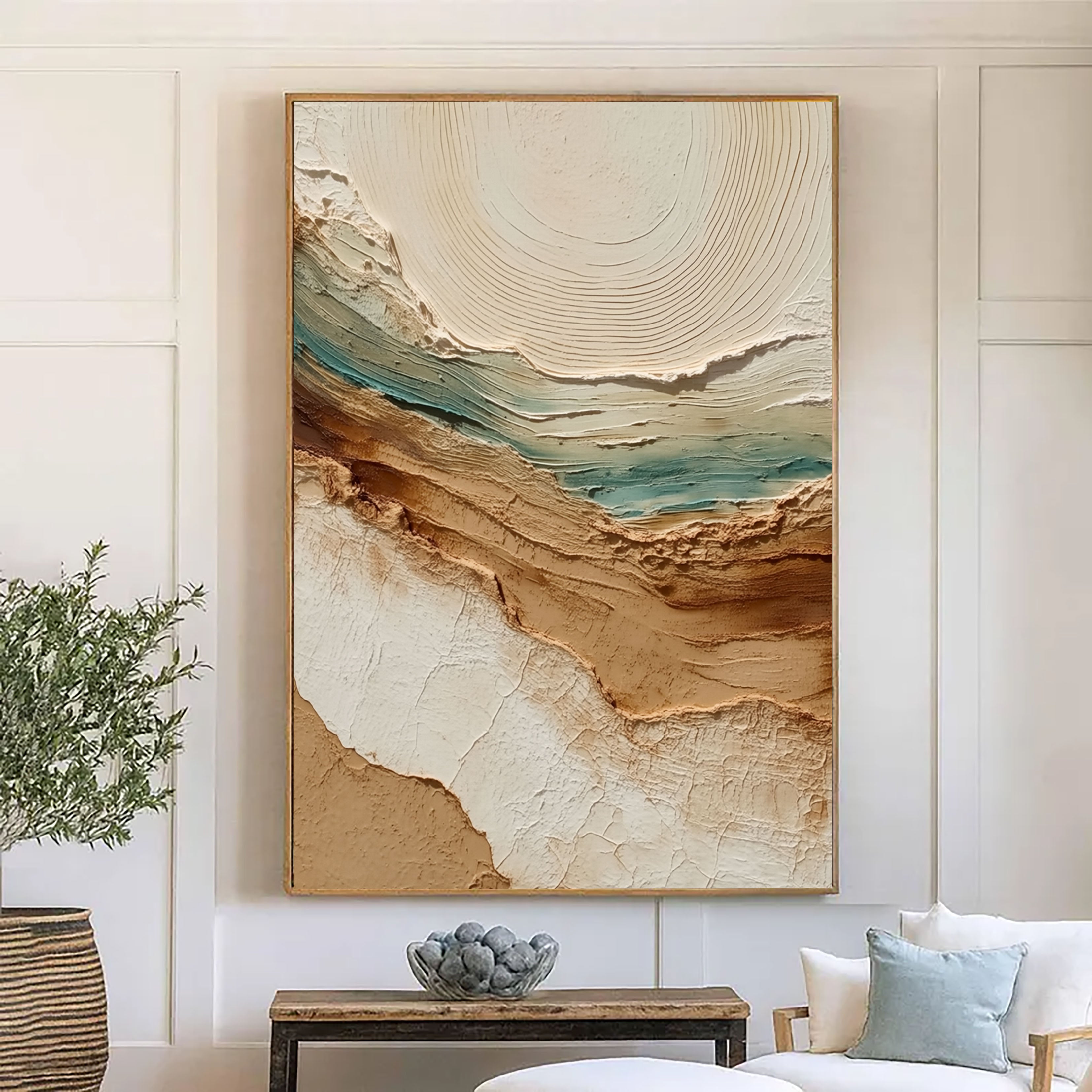 Textured Coastal Strata | Teal Beige