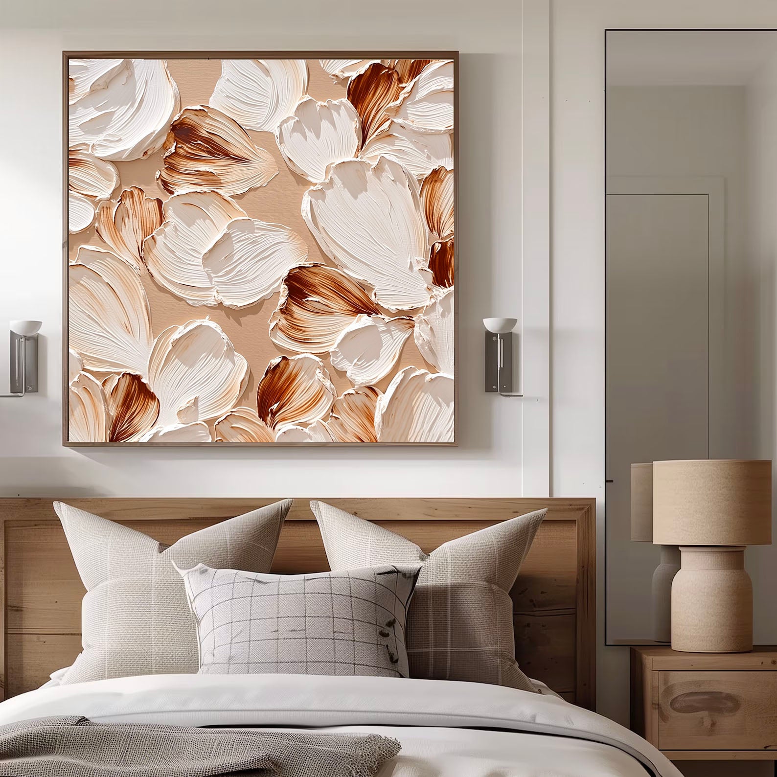 Textured Floral Petals | White Brown