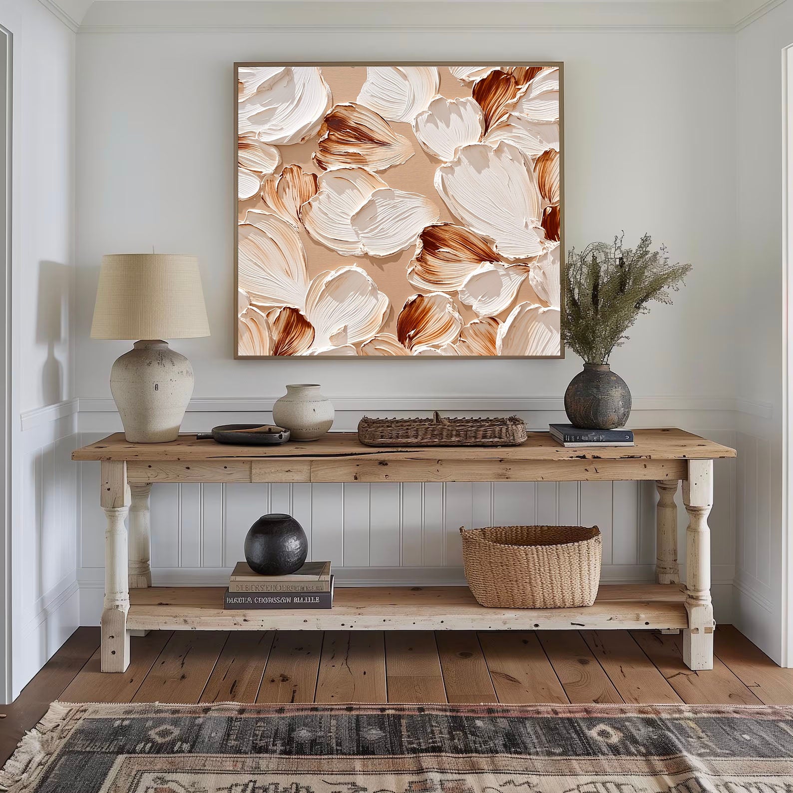 Textured Floral Petals | White Brown