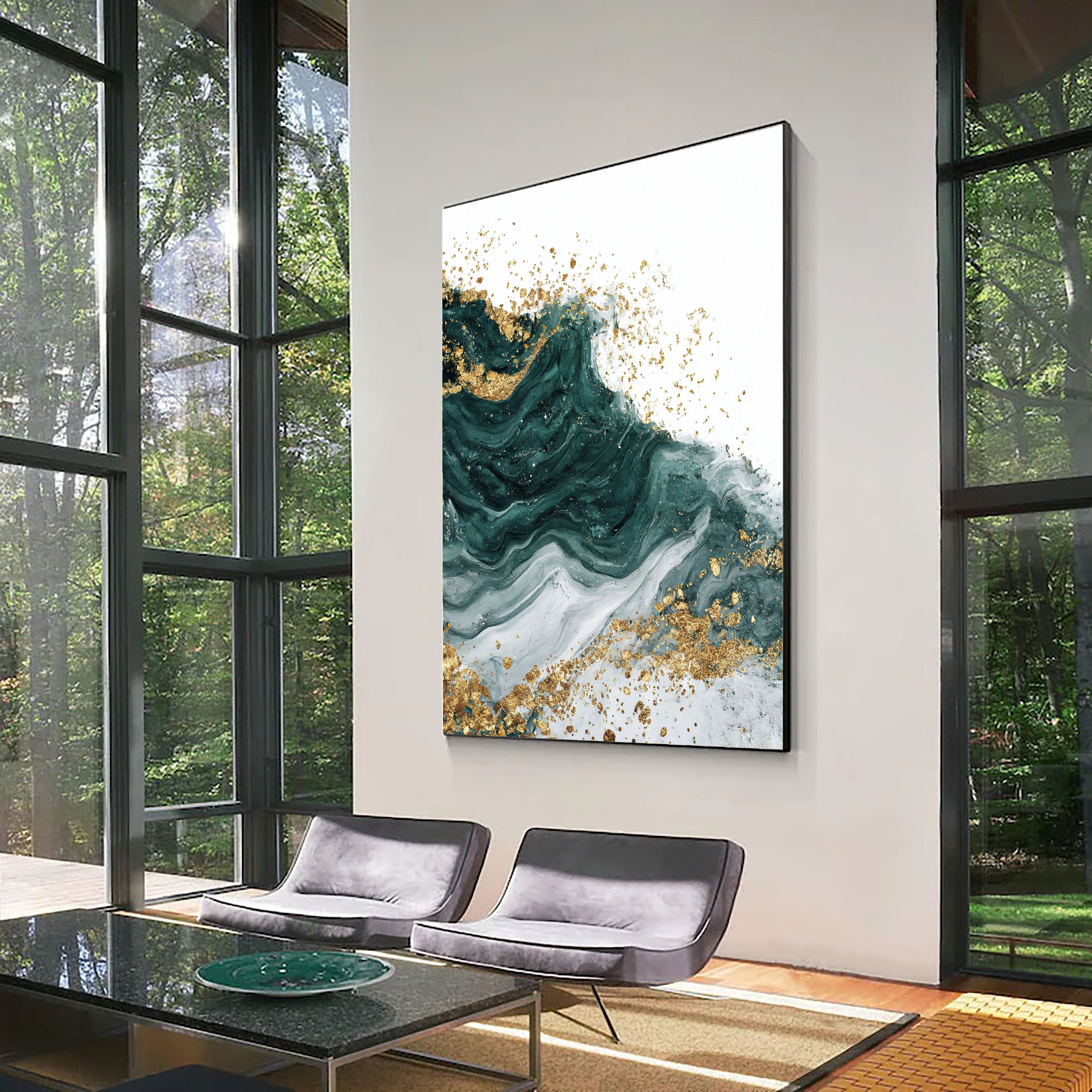 Textured Emerald Flow | Gilded Swirl