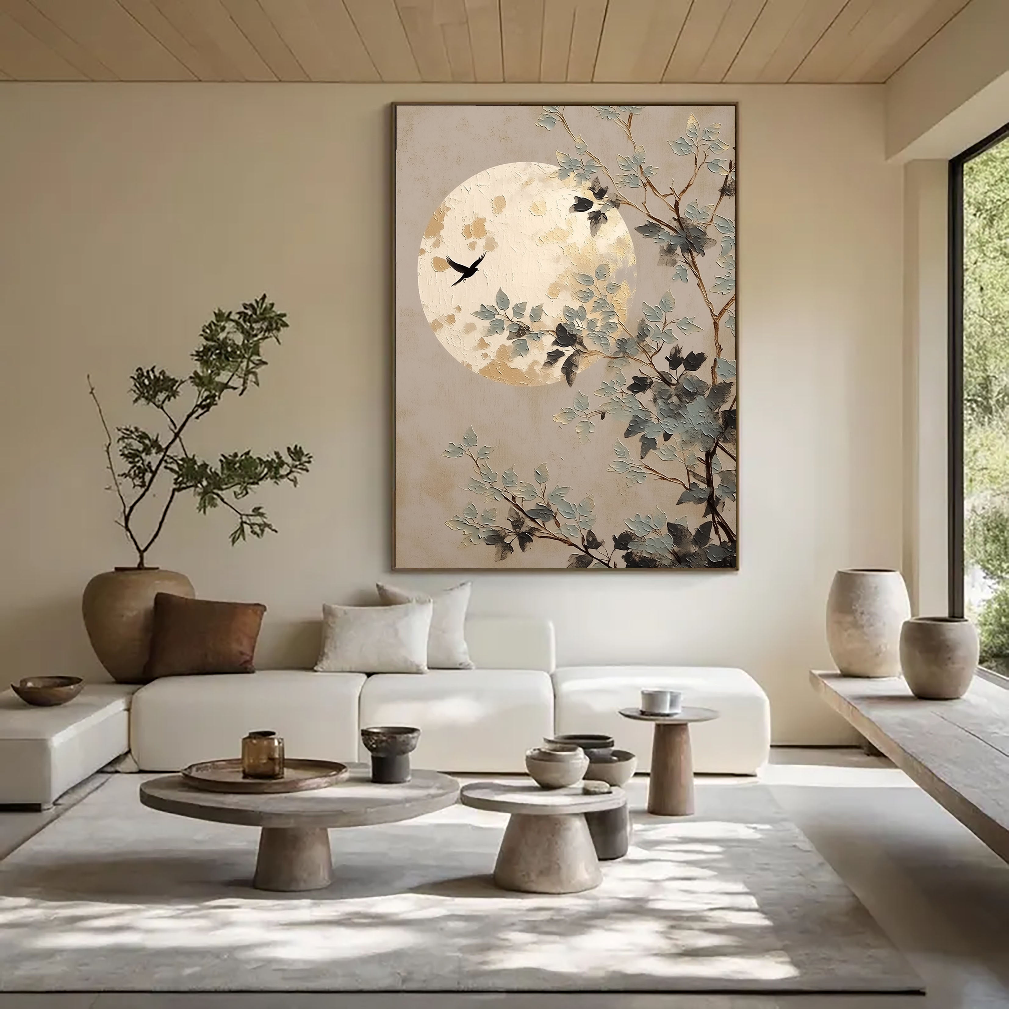 Textured Moonlit Branches | Ivory Gold