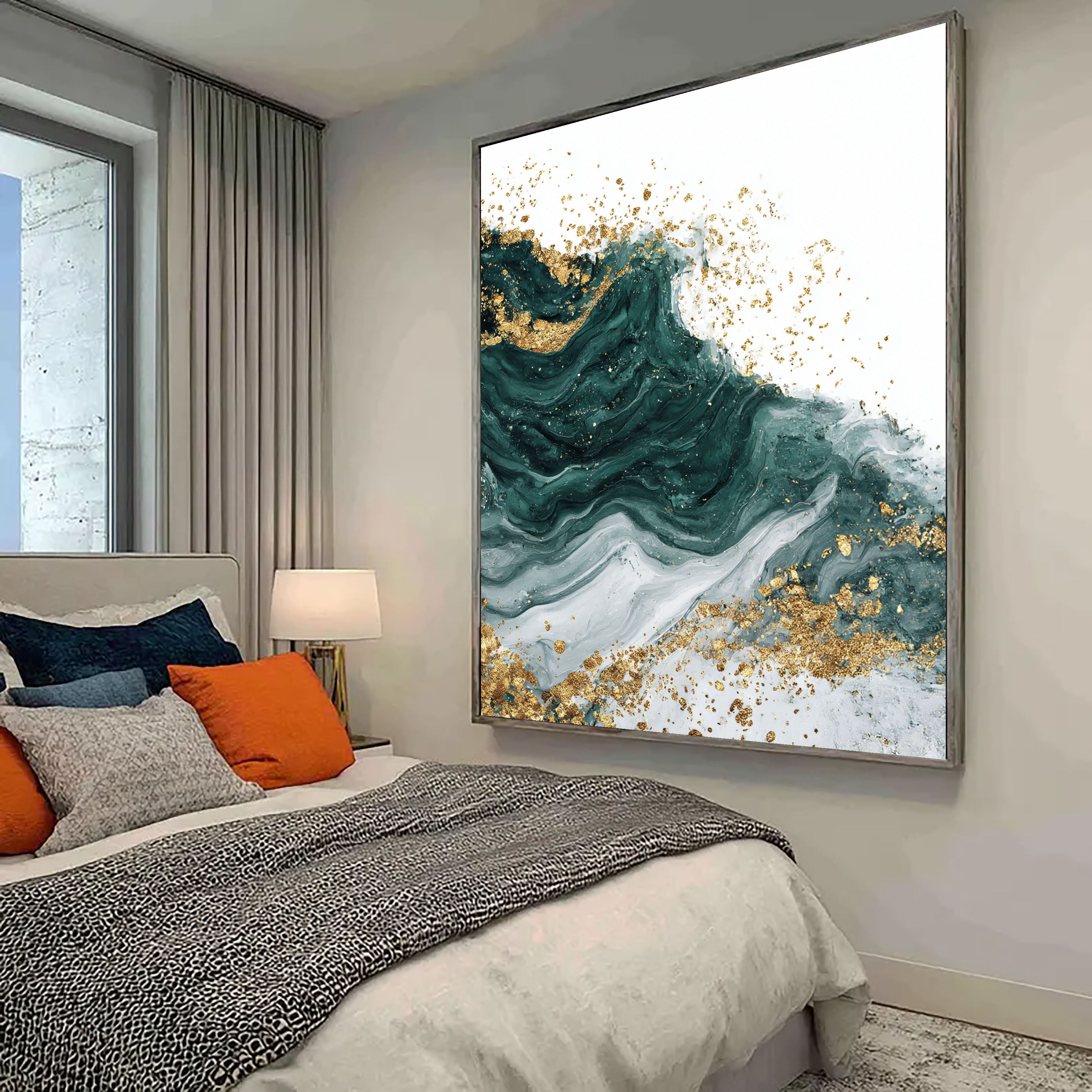 Textured Emerald Flow | Gilded Swirl