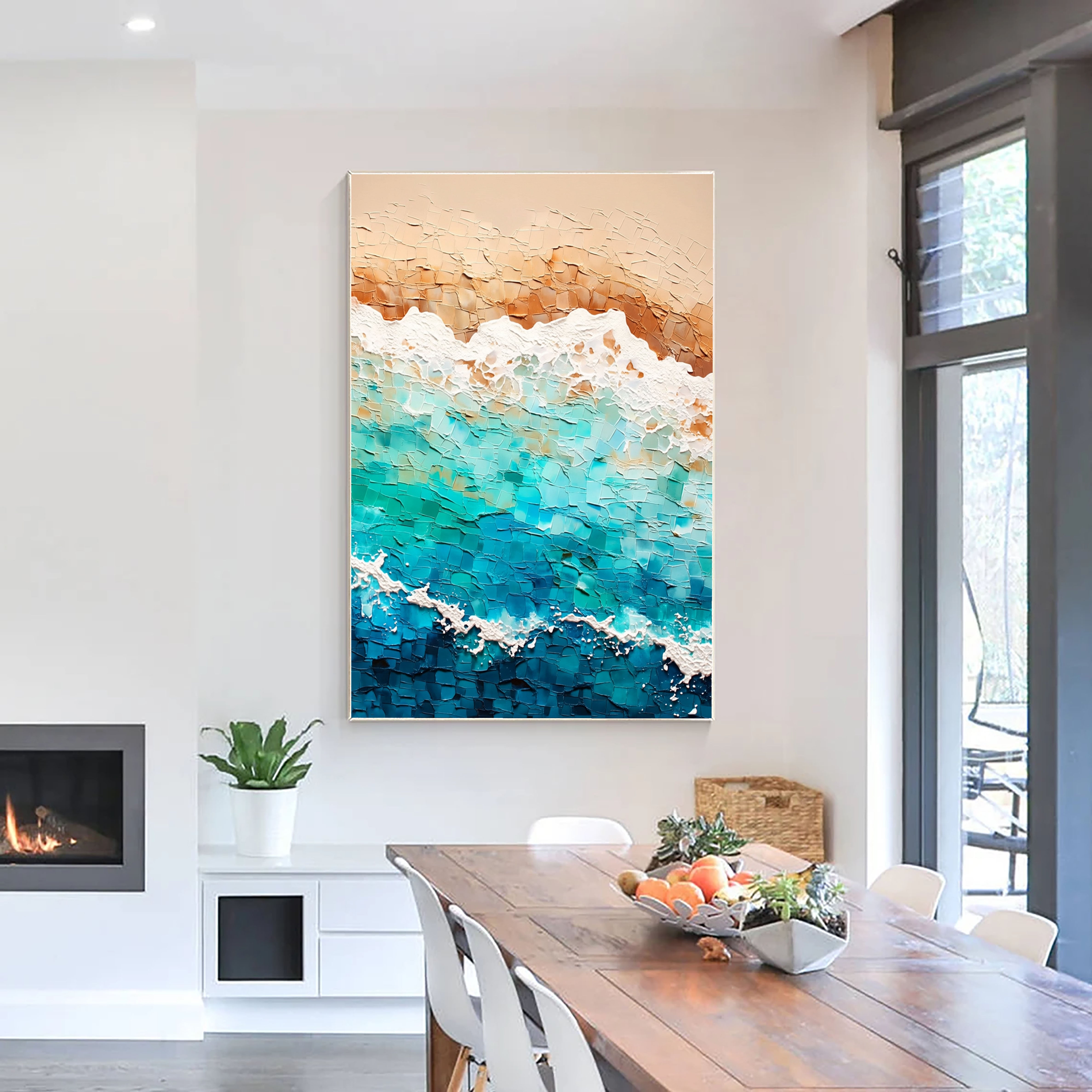 Textured Coastal Waves | Teal Sand