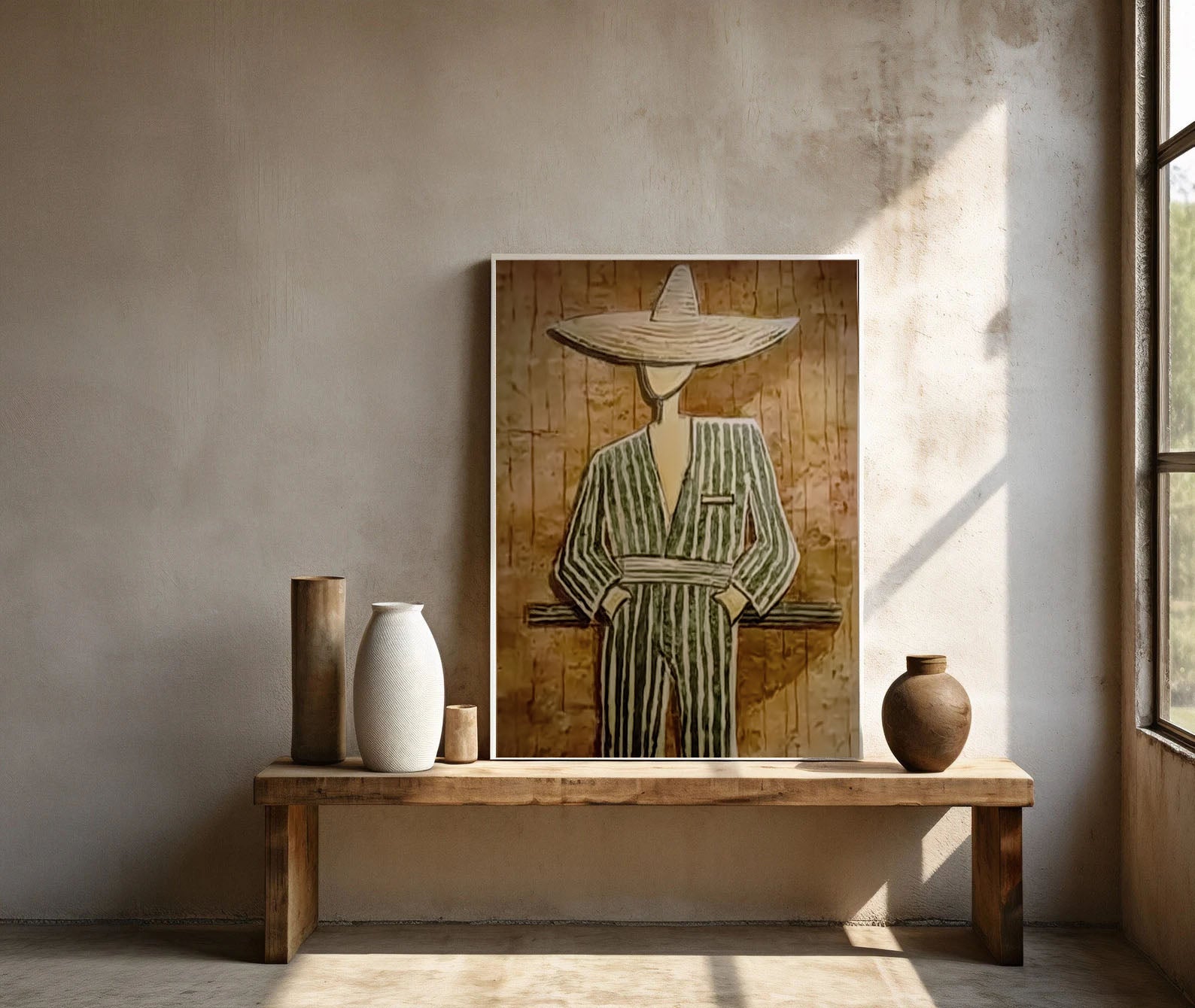 Textured Folk Opulence | Striped Sombrero