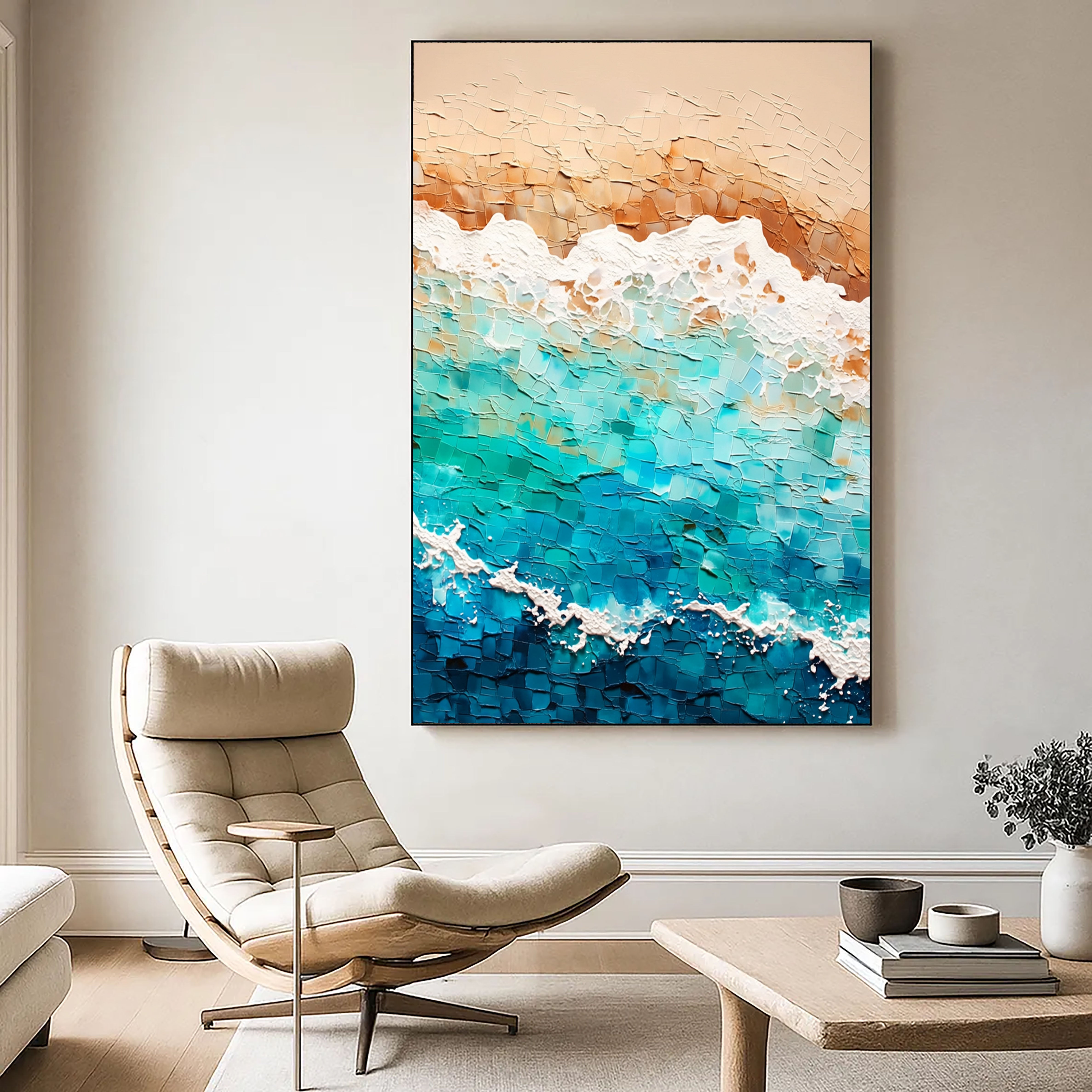 Textured Coastal Waves | Teal Sand