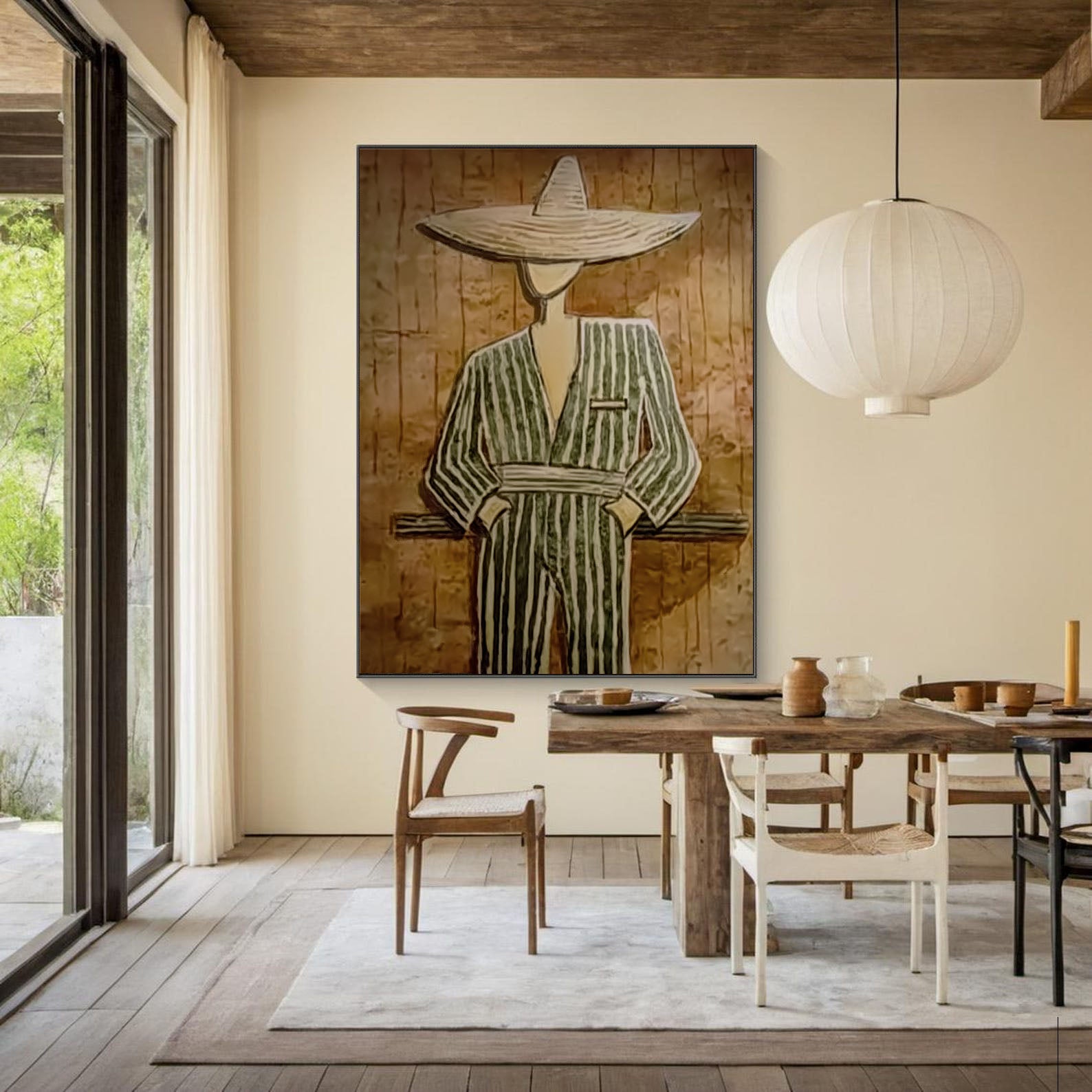 Textured Folk Opulence | Striped Sombrero