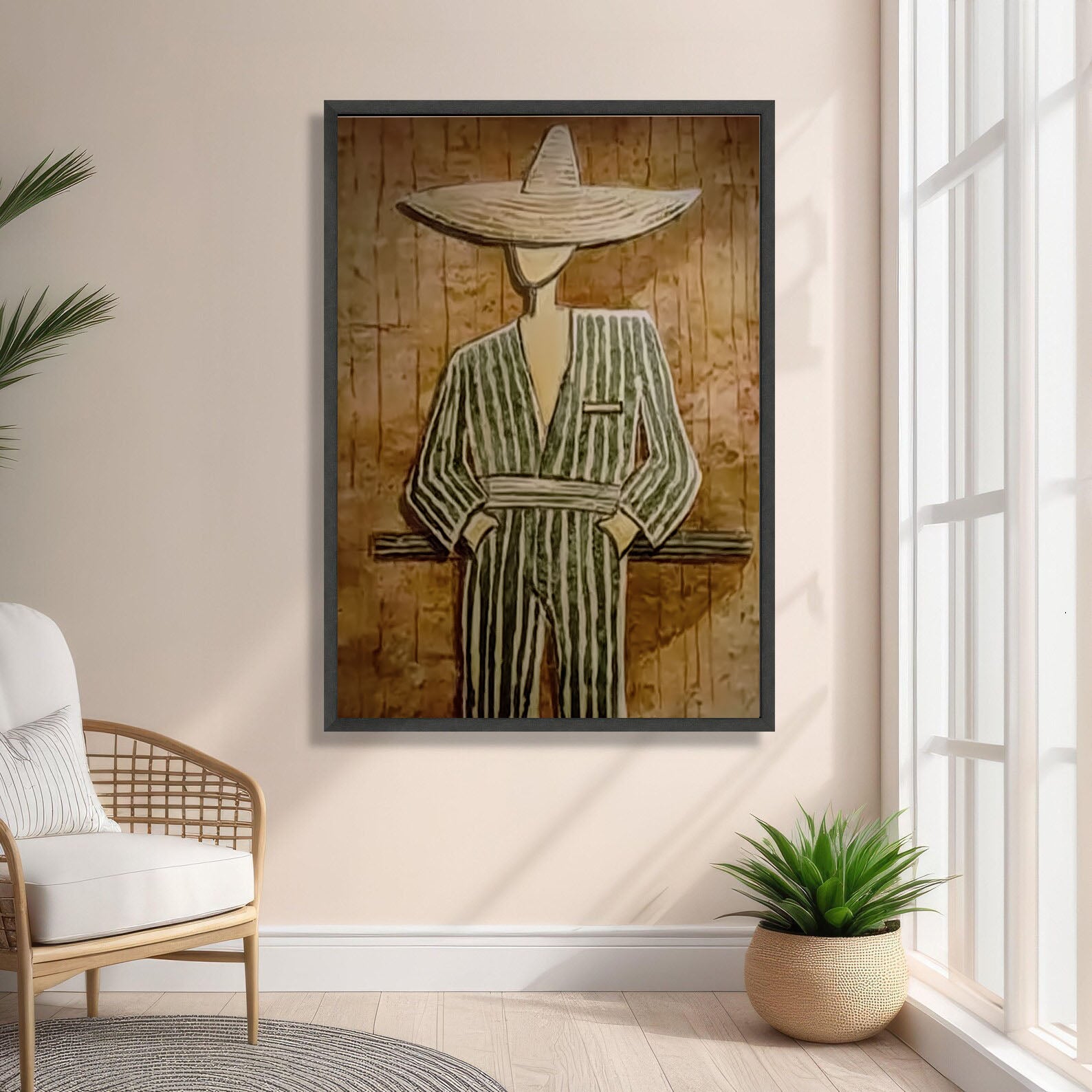Textured Folk Opulence | Striped Sombrero
