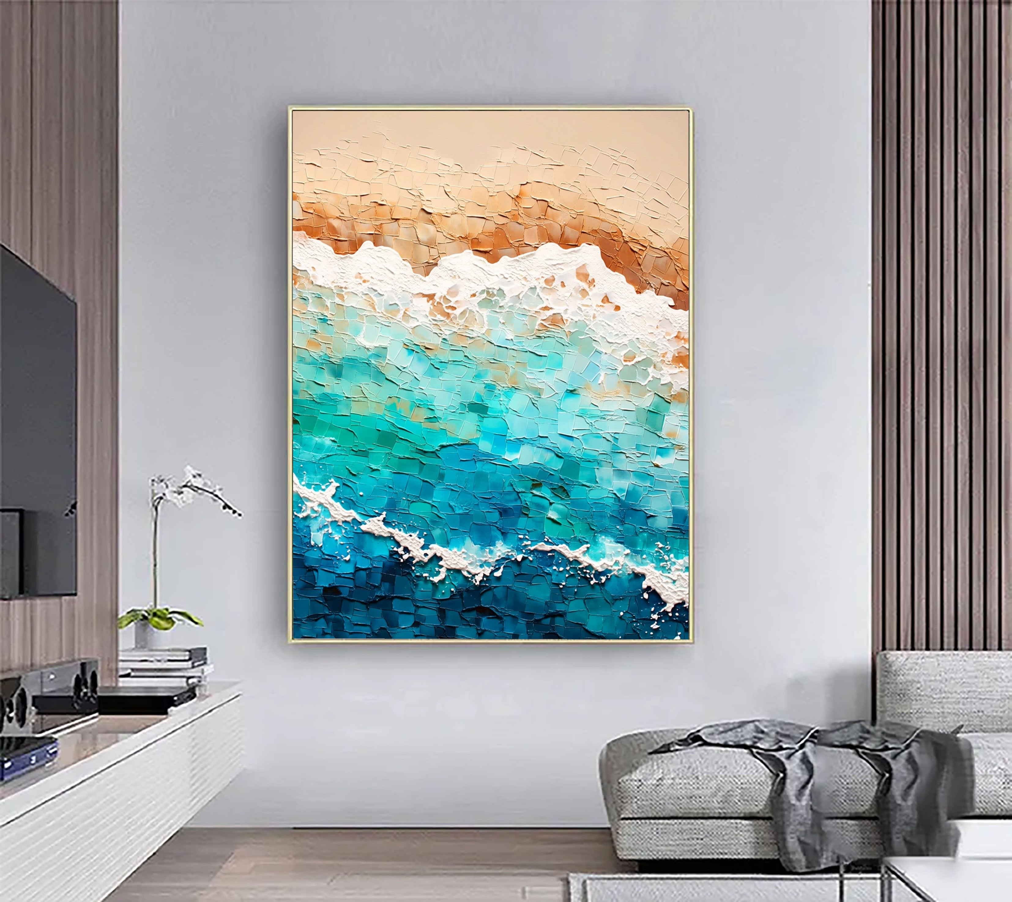Textured Coastal Waves | Teal Sand