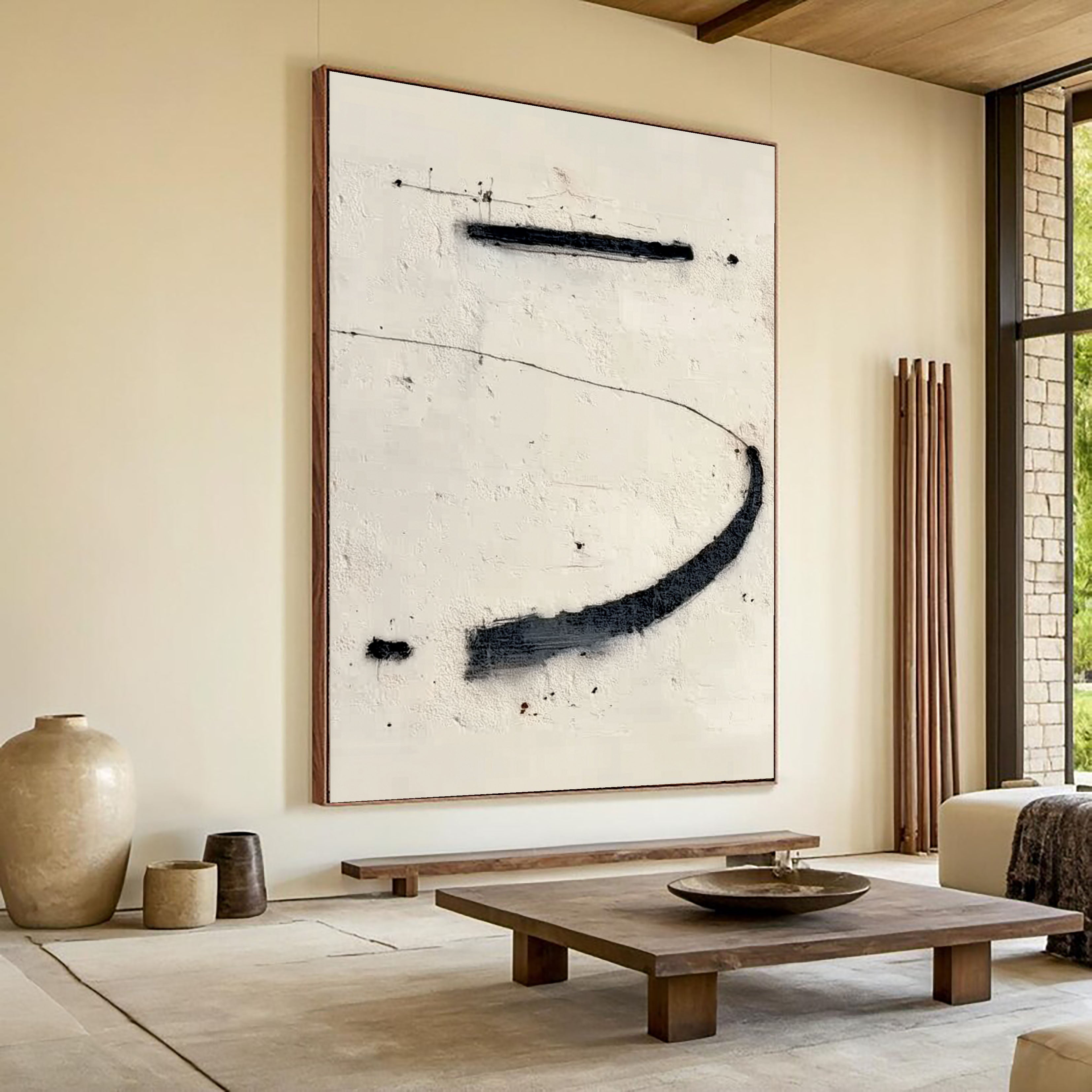 Minimalist Brushstroke Study | Black White