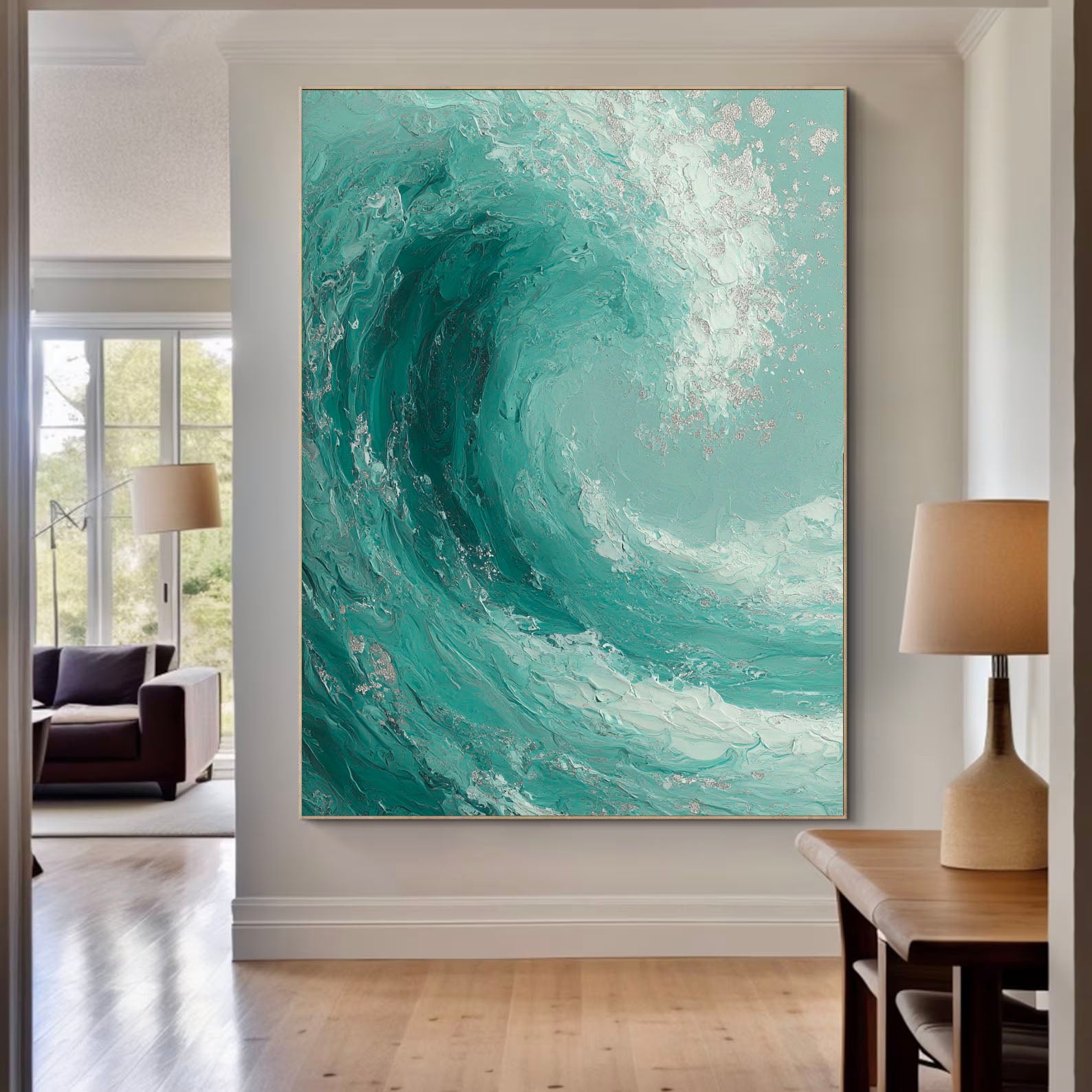 Strukturierte türkise Welle | Silberner Kamm