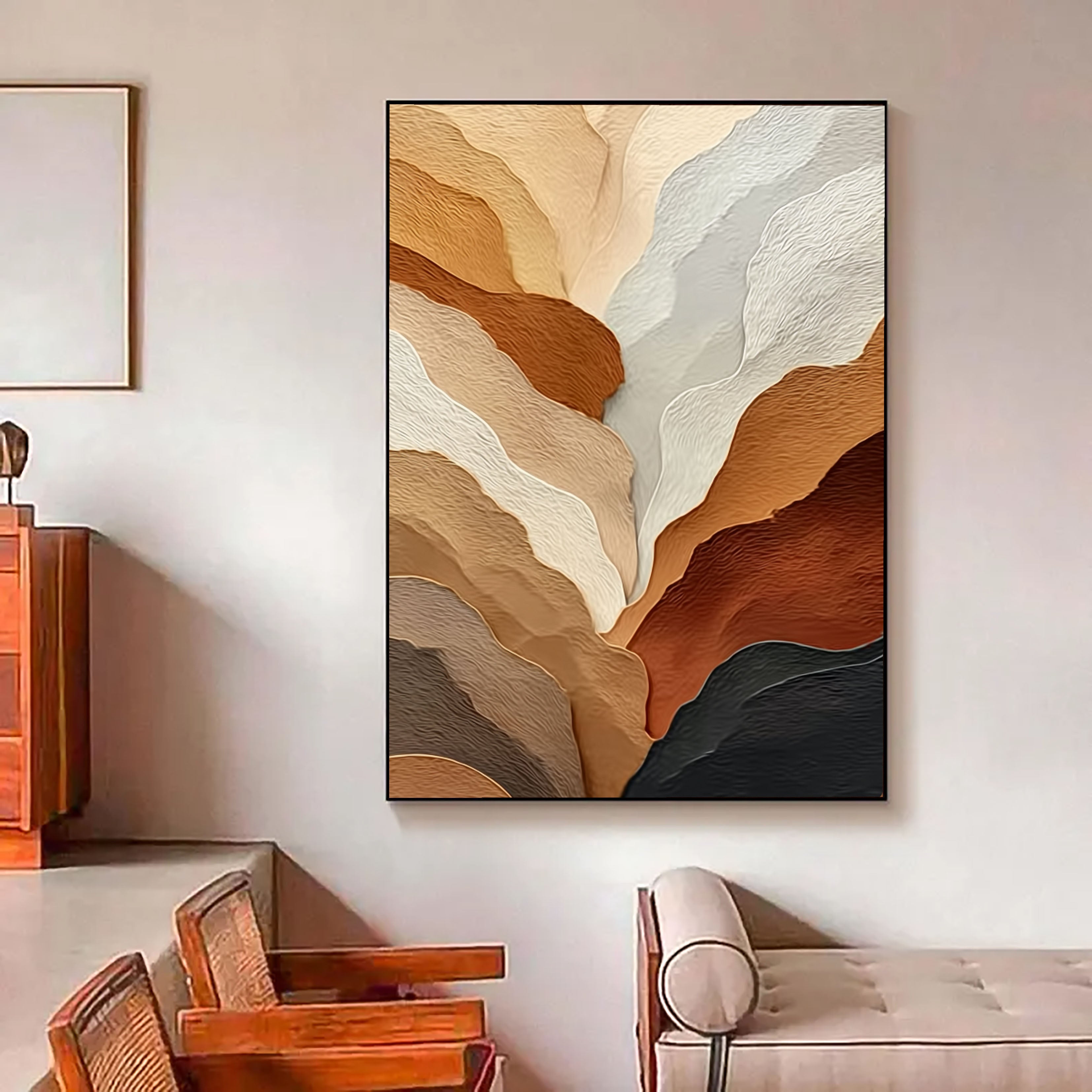 Textured Earth Tone Waves | Abstract Flow