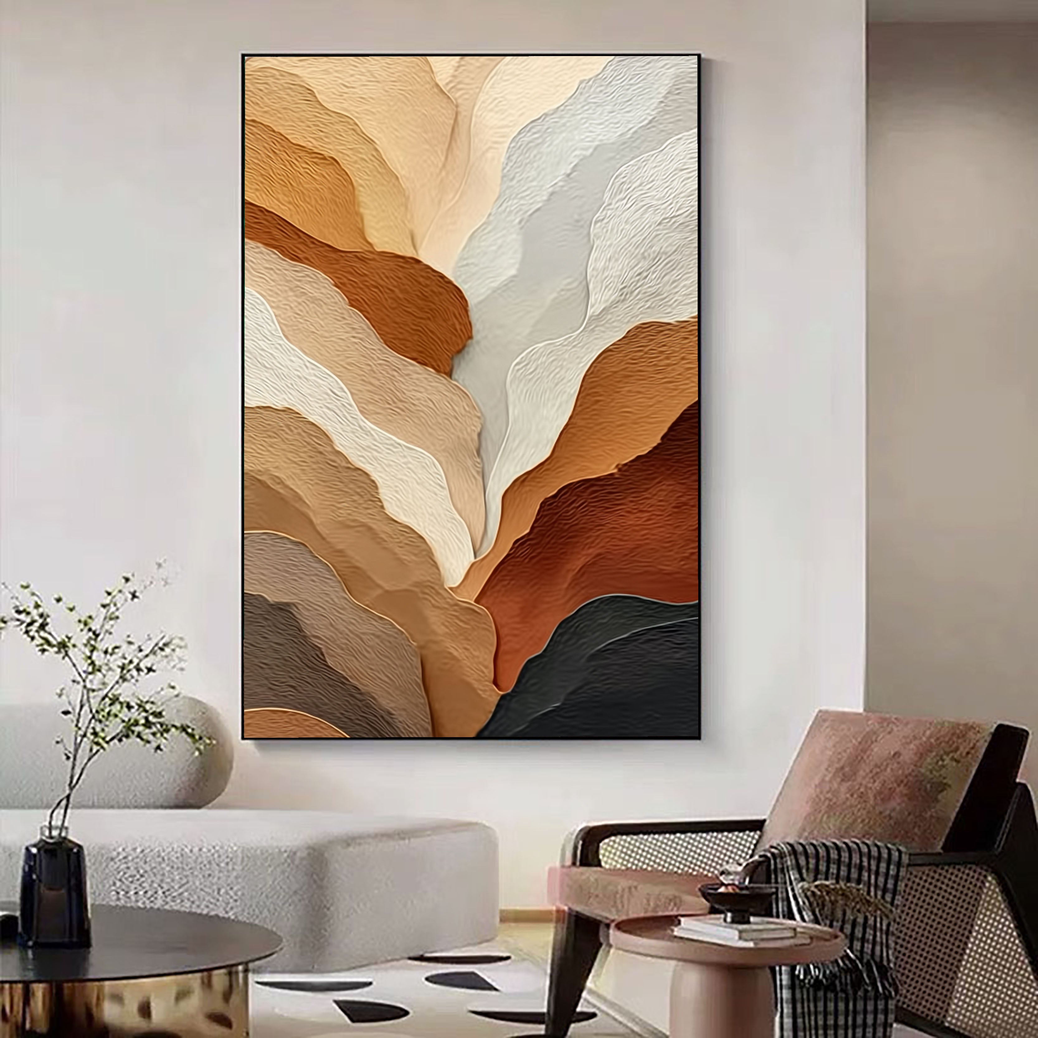 Textured Earth Tone Waves | Abstract Flow