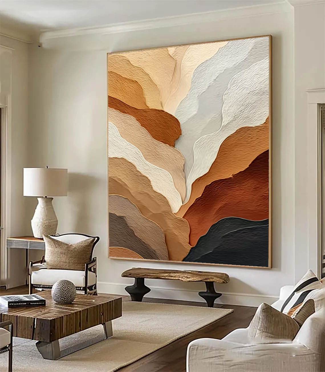 Textured Earth Tone Waves | Abstract Flow