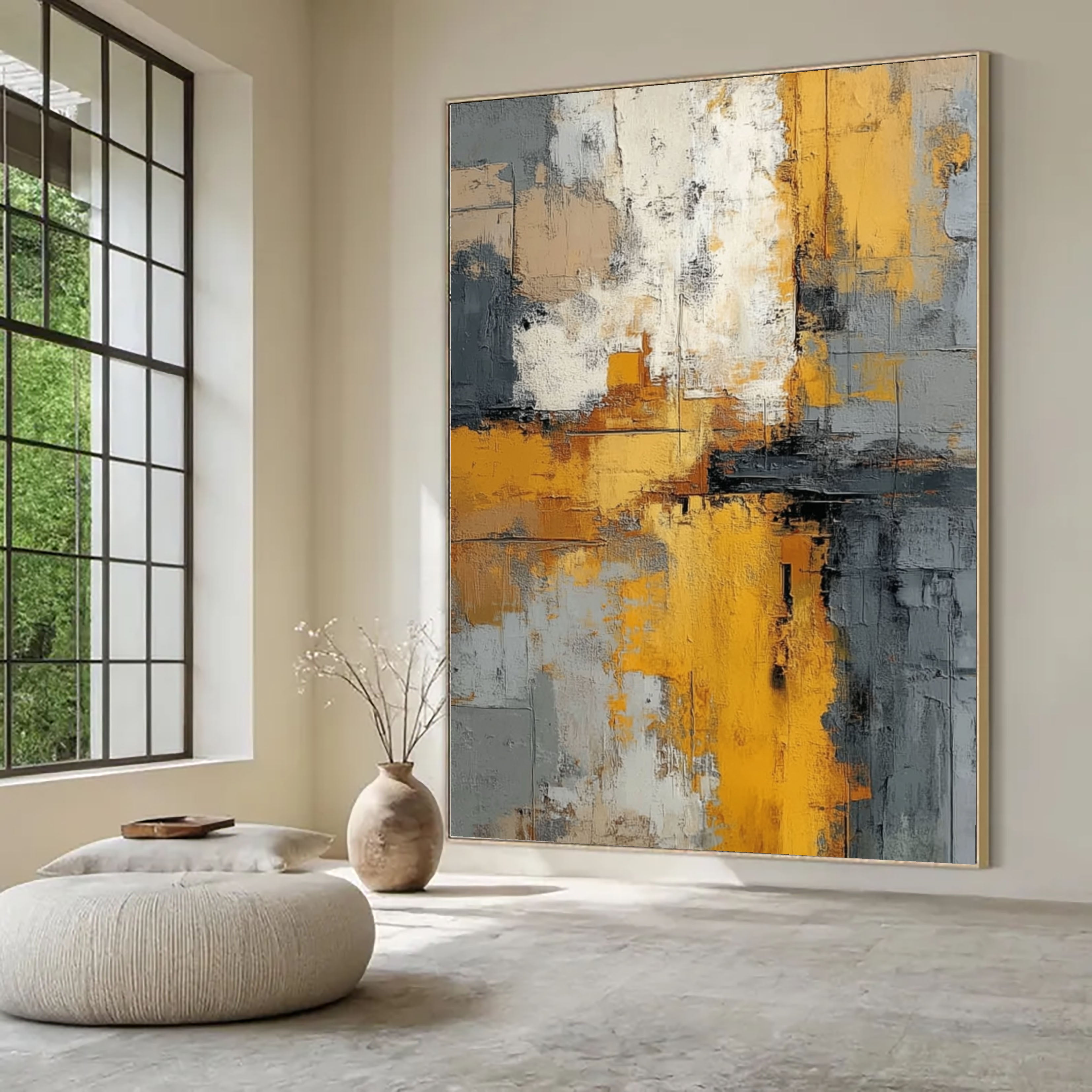 Bold Textured Abstract | Golden Grey