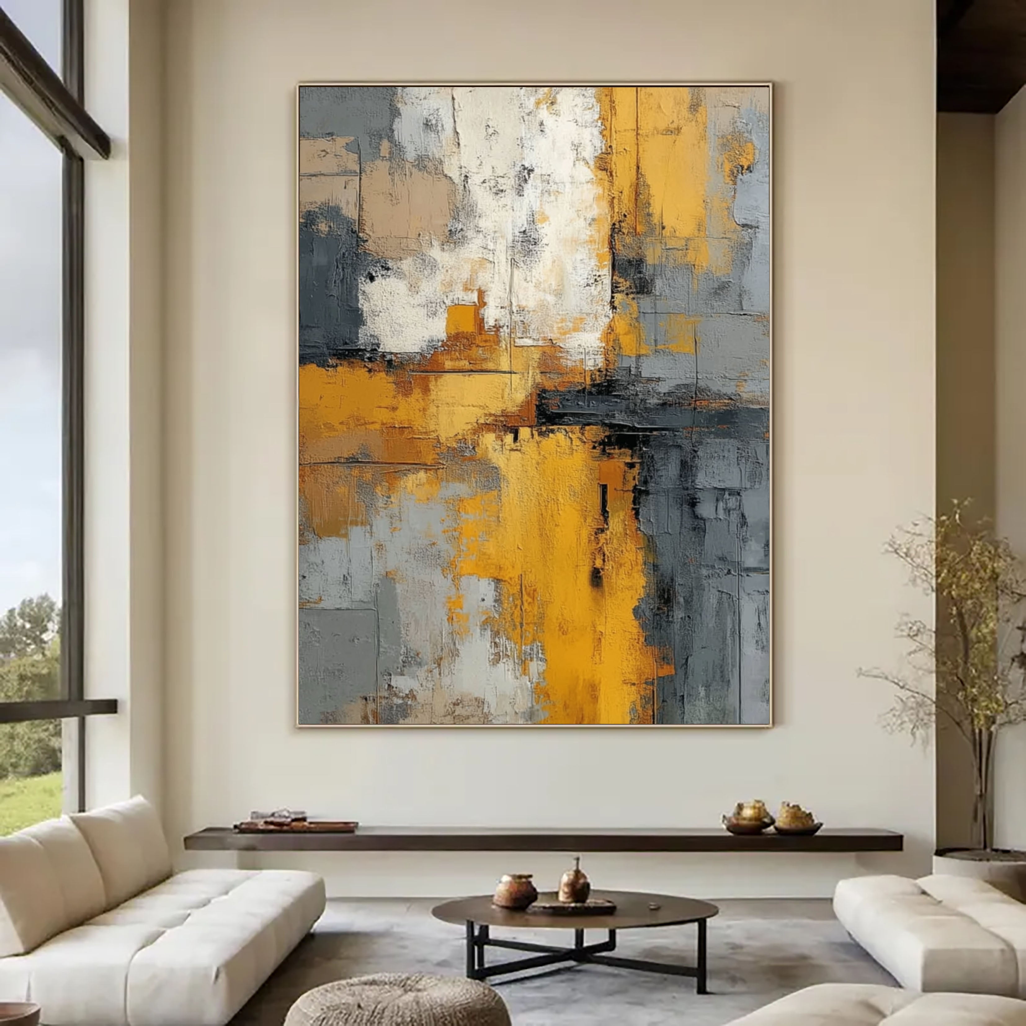 Bold Textured Abstract | Golden Grey