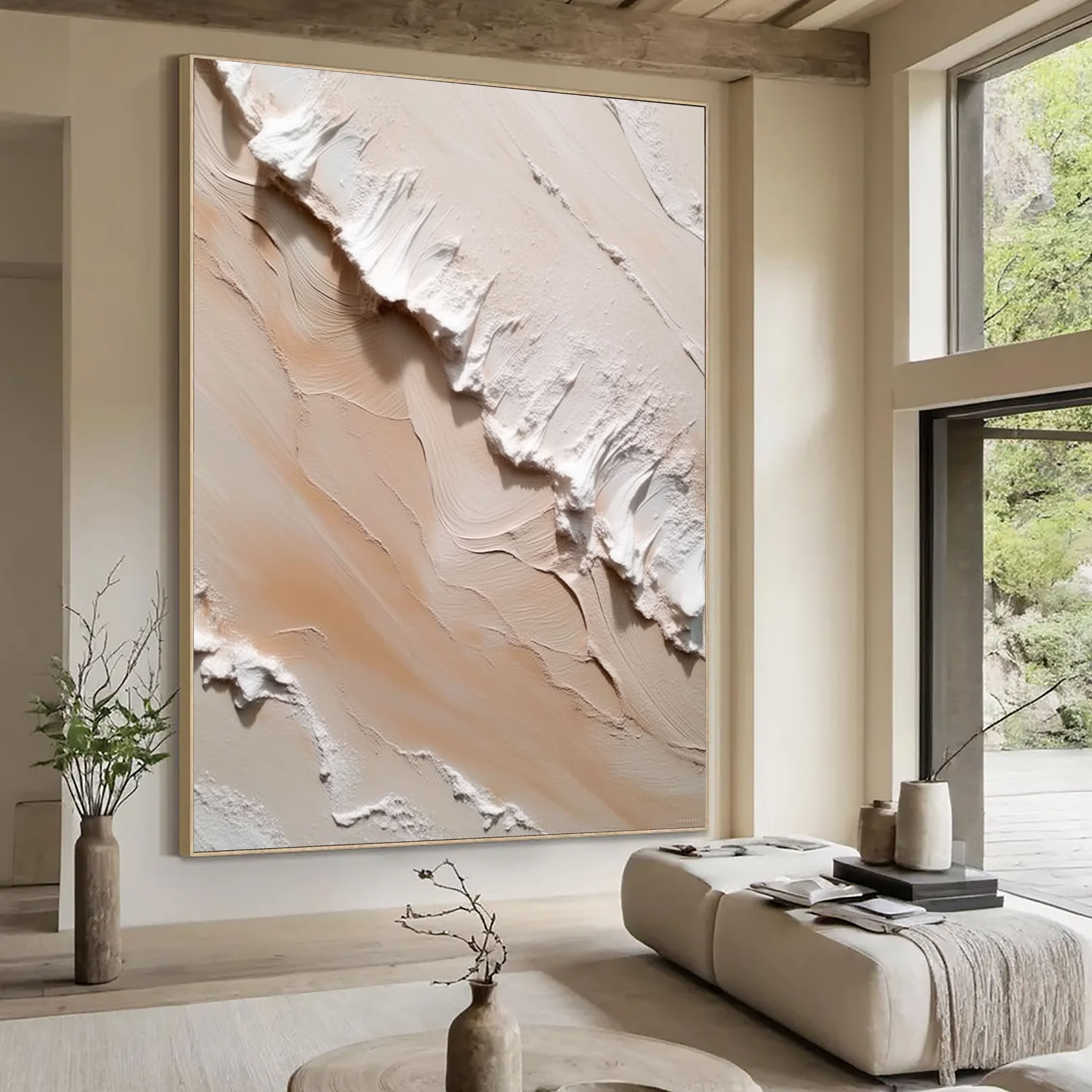 Textured Dune Strata | Peach White