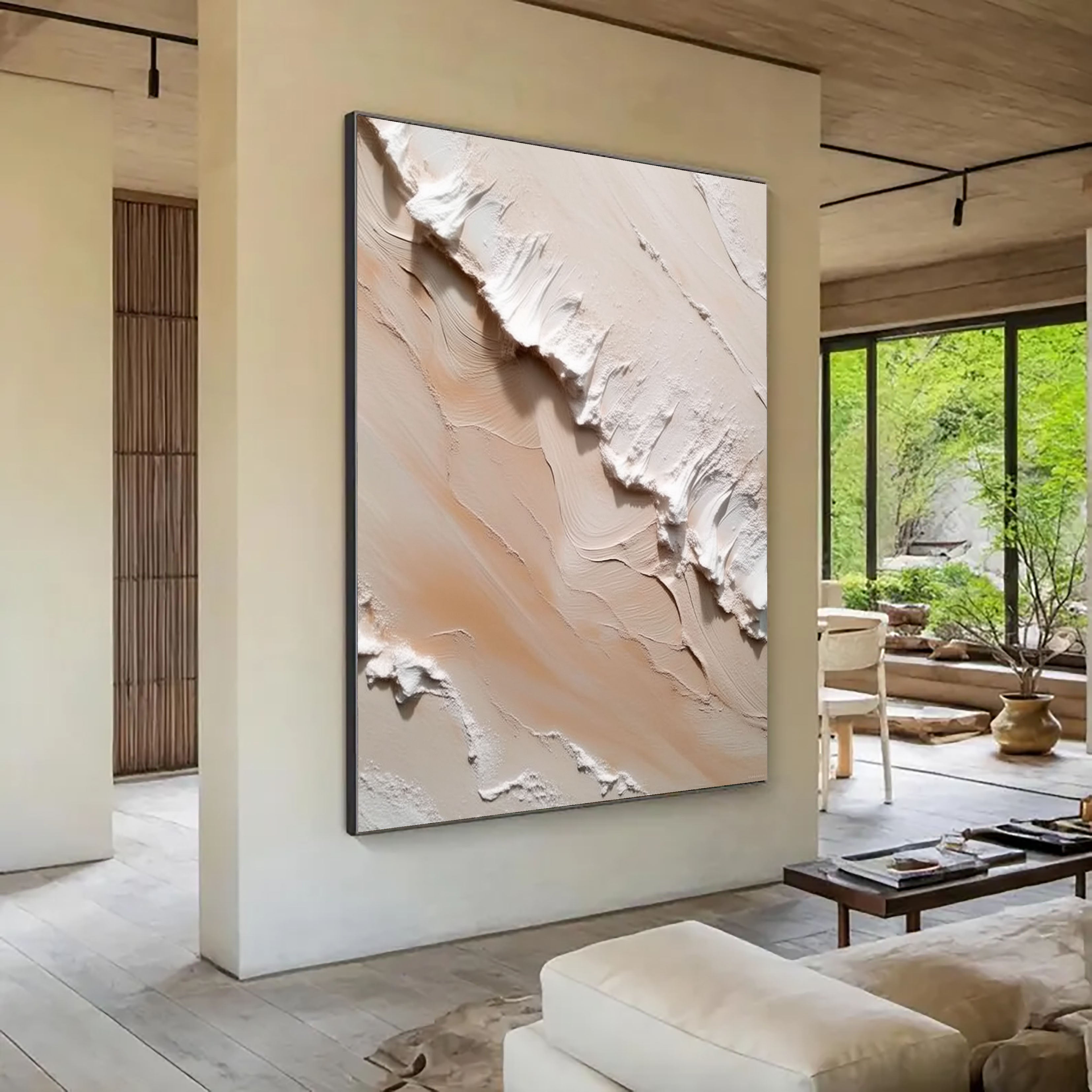 Textured Dune Strata | Peach White
