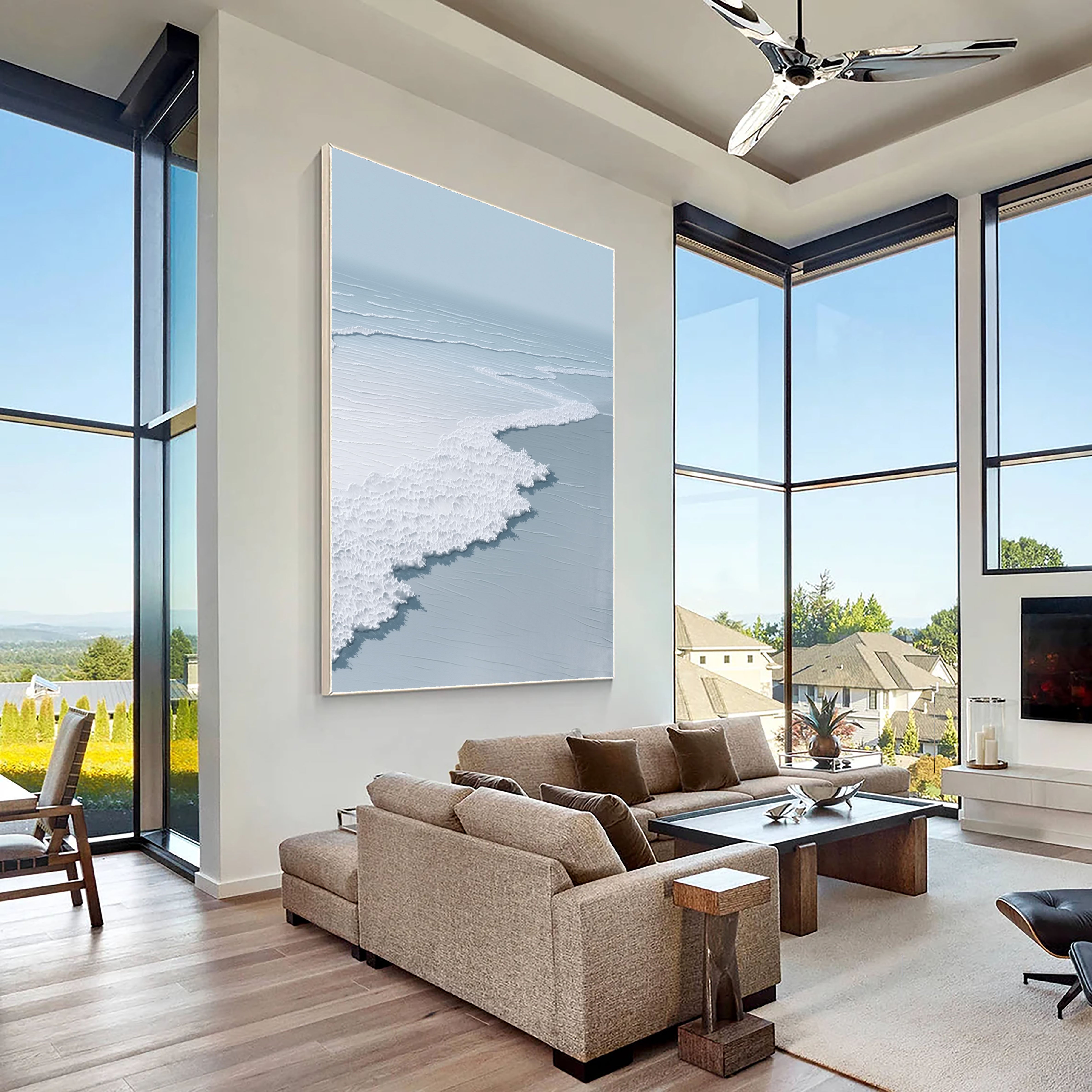 Textured Ocean Waves | Blue White