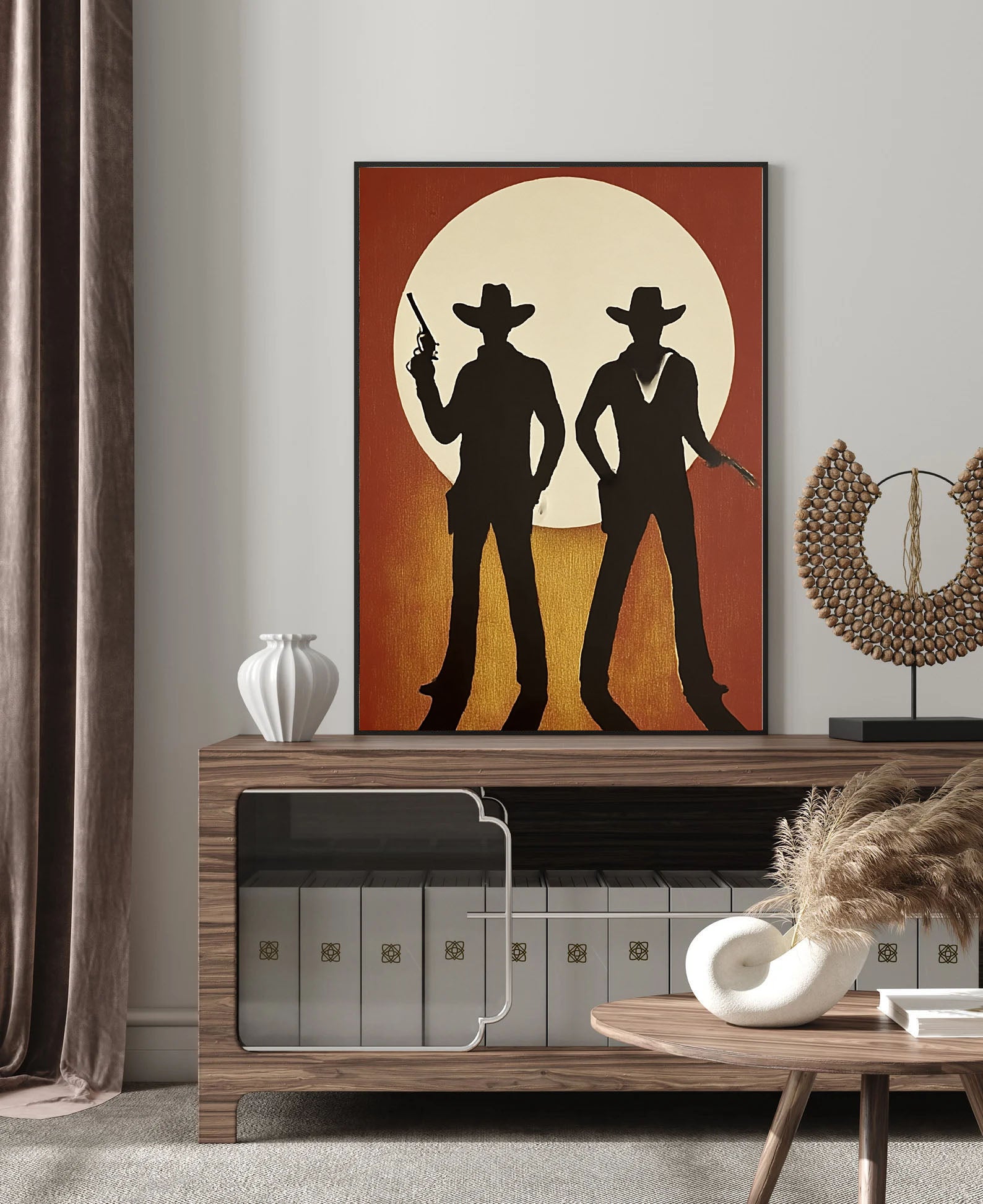 Textured Cowboy Silhouette | Sunset Glow