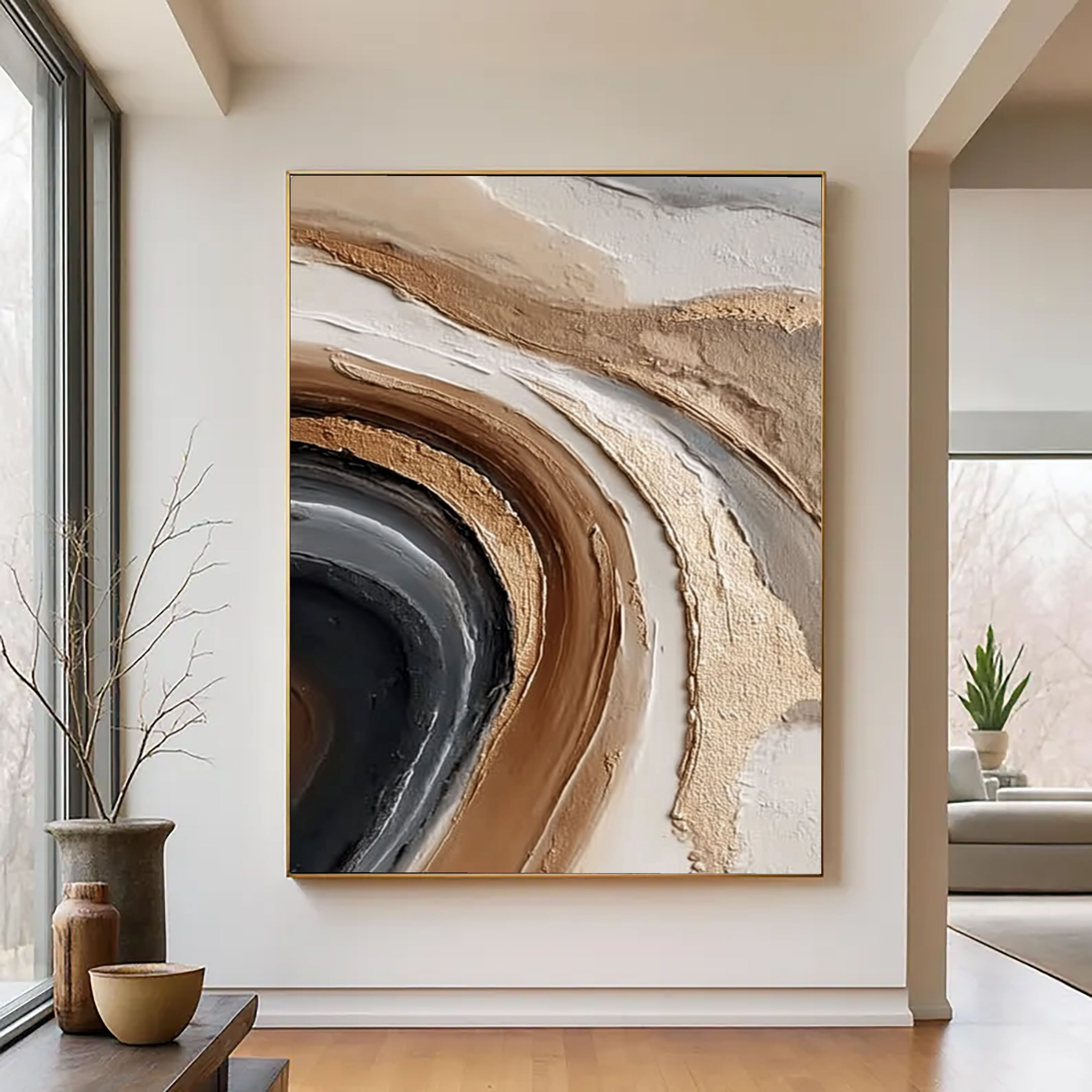 Textured Earth Tone Swirl | Gold Accent