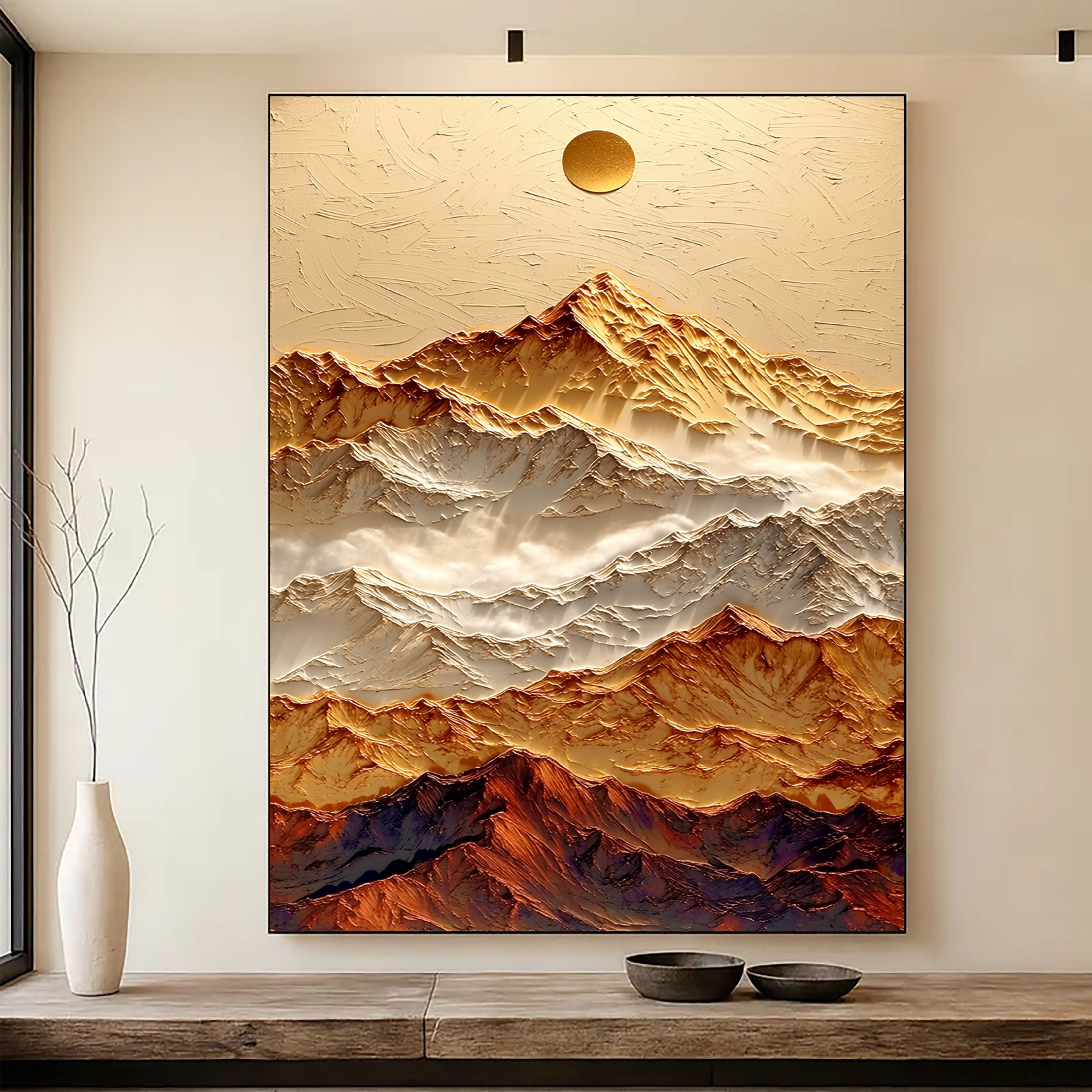 Textured Mountain Peaks | Gold White