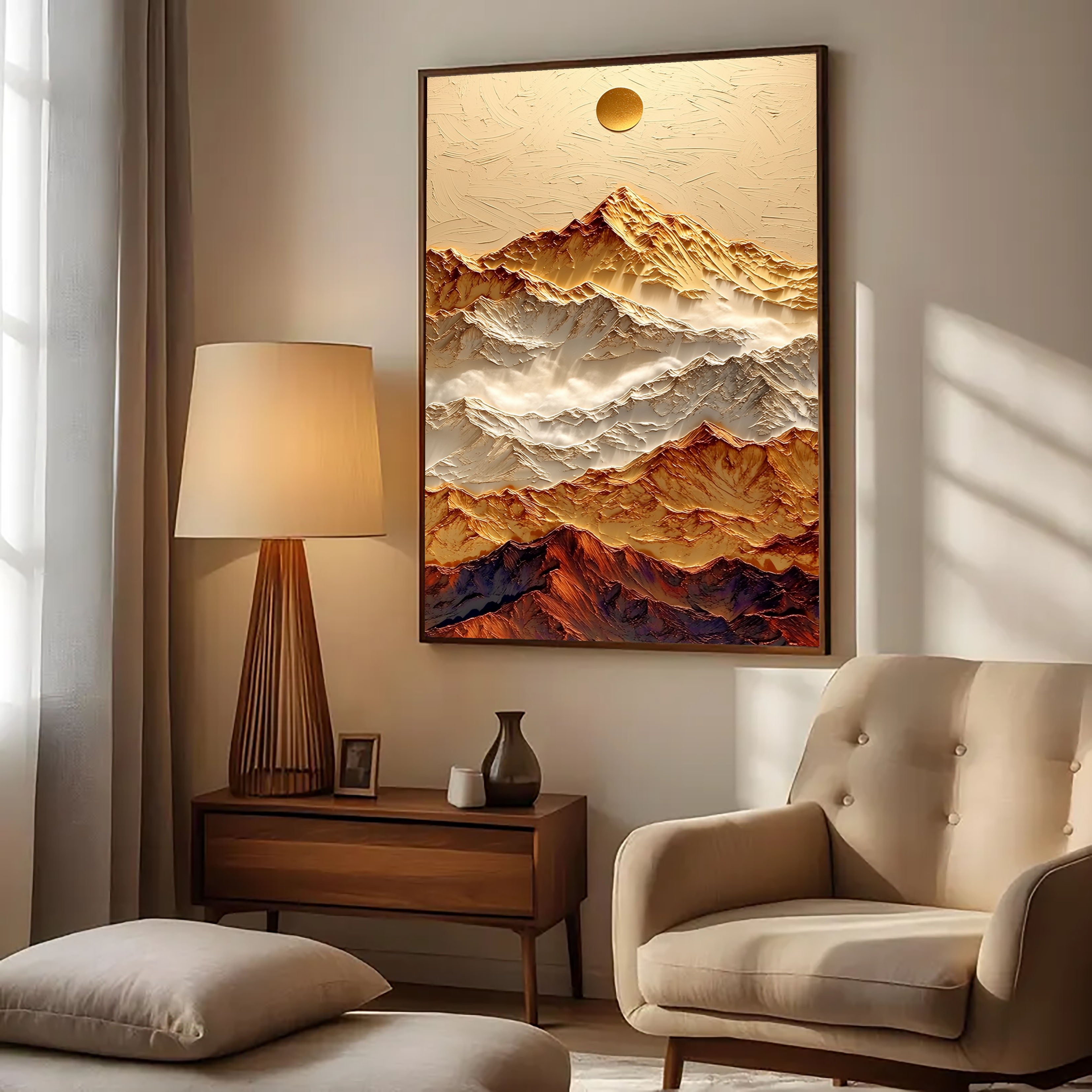 Textured Mountain Peaks | Gold White