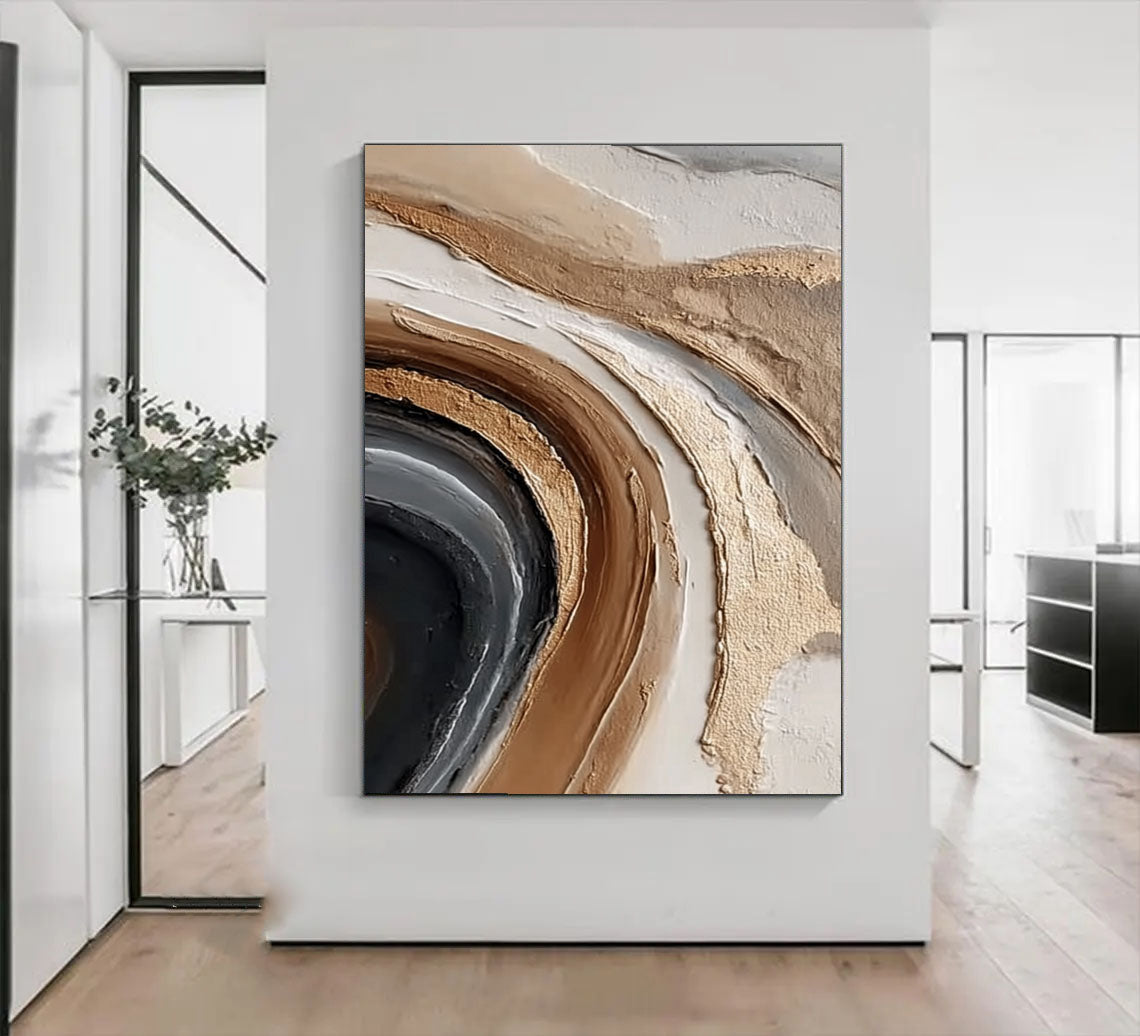 Textured Earth Tone Swirl | Gold Accent