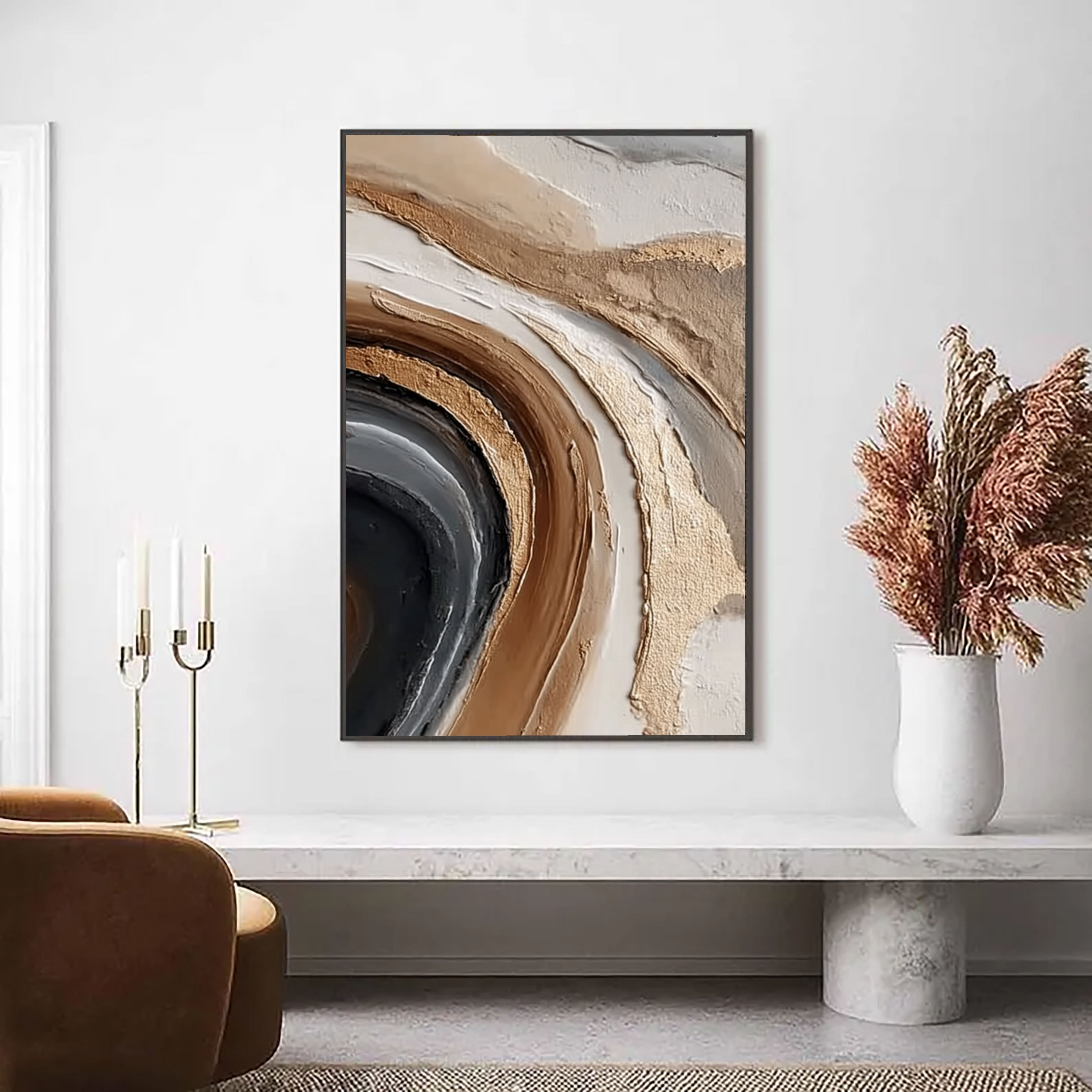 Textured Earth Tone Swirl | Gold Accent