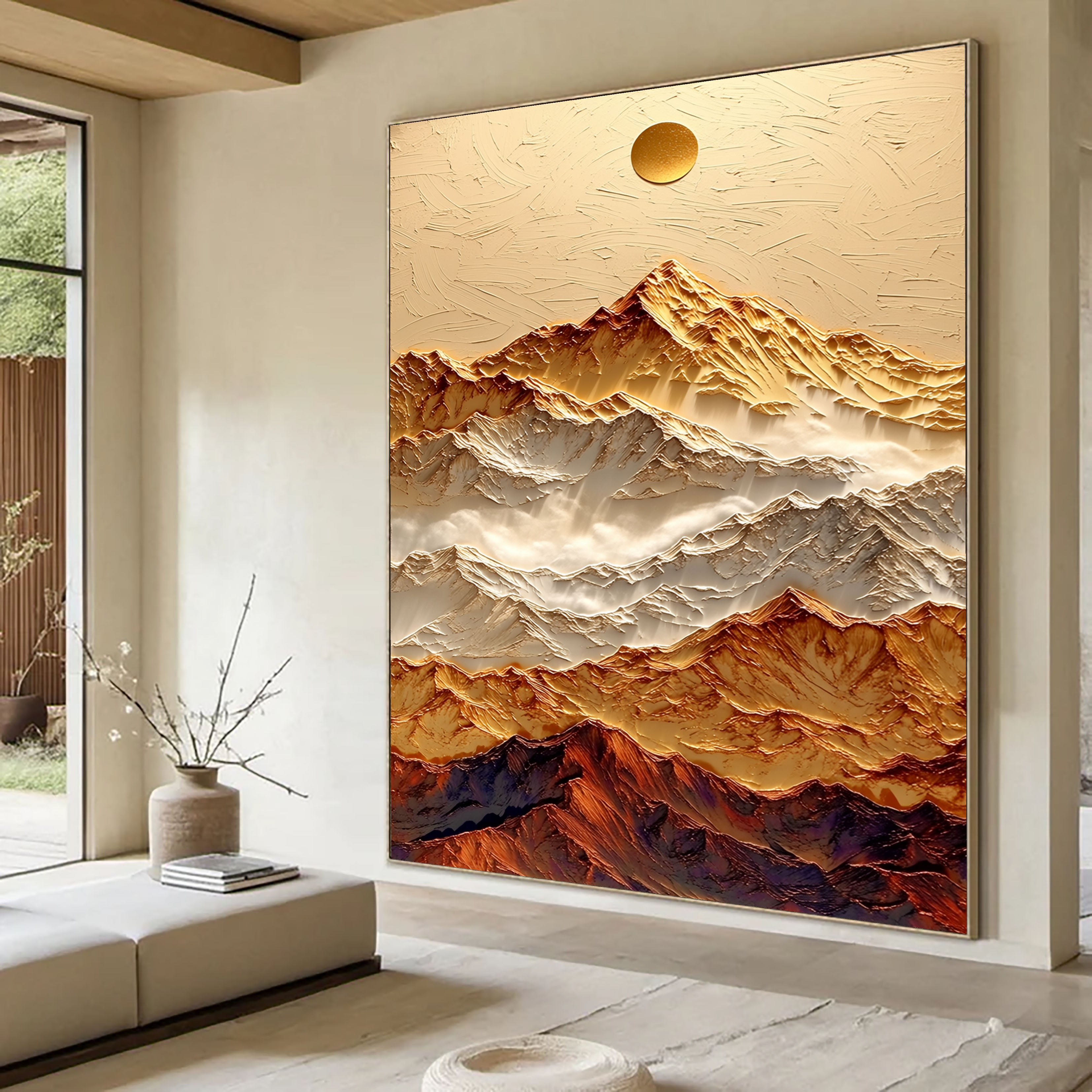 Textured Mountain Peaks | Gold White