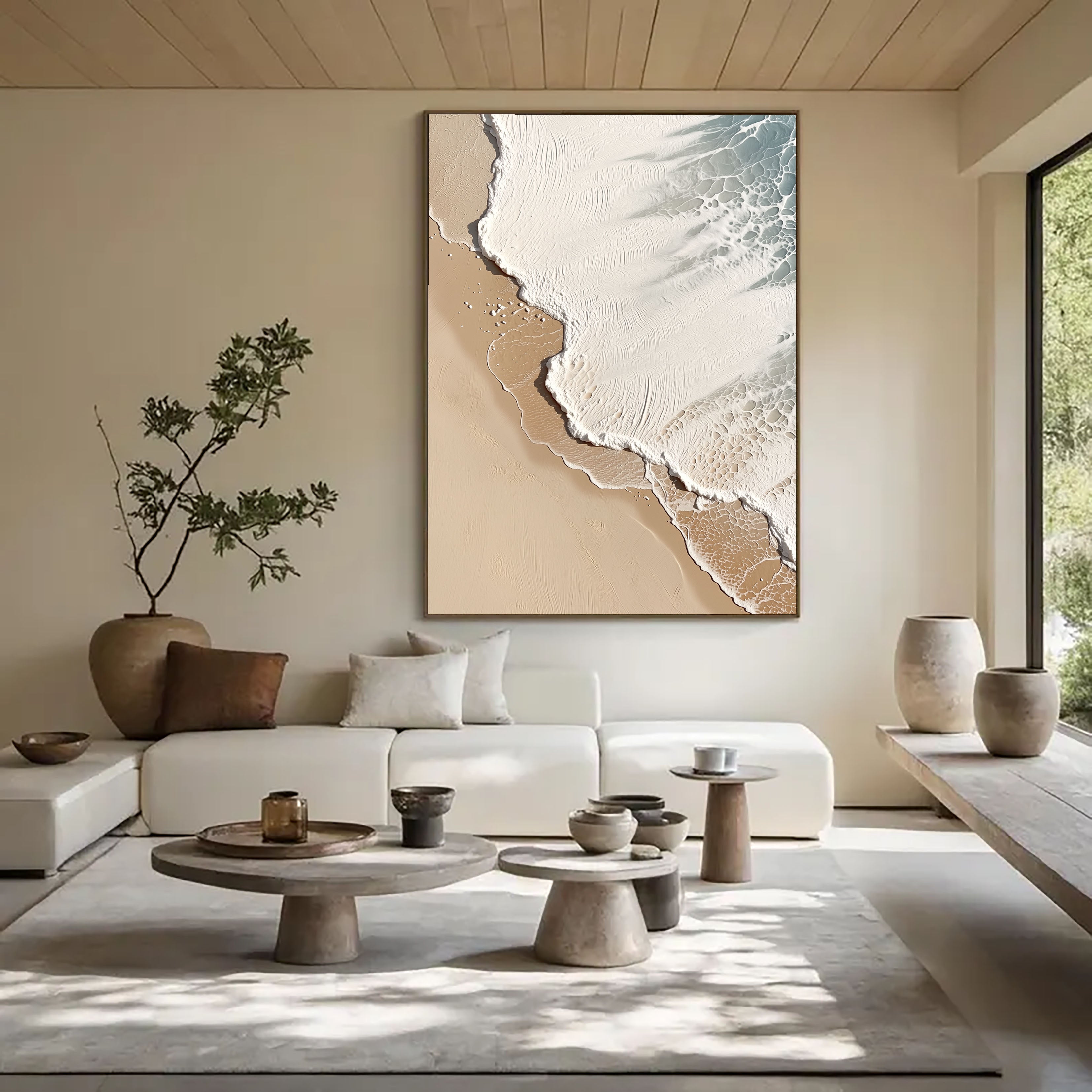 Textured Coastal Waves | Sand White