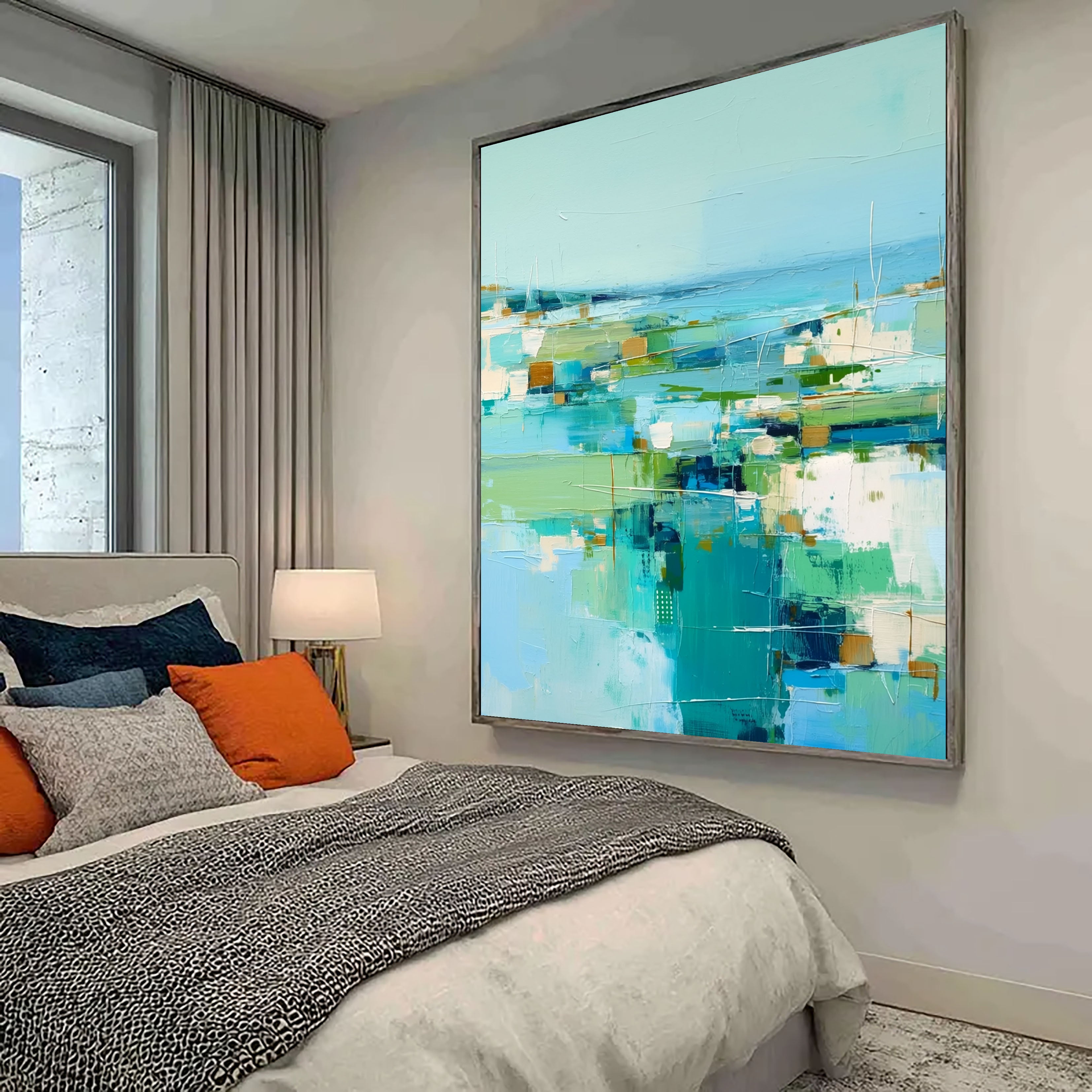 Textured Coastal Geometry | Teal Green
