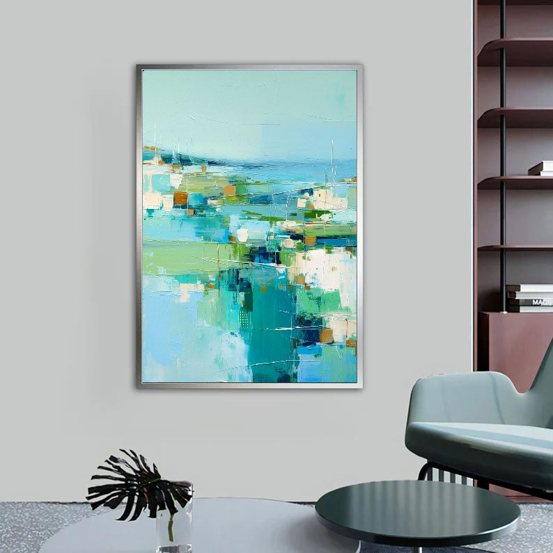 Textured Coastal Geometry | Teal Green