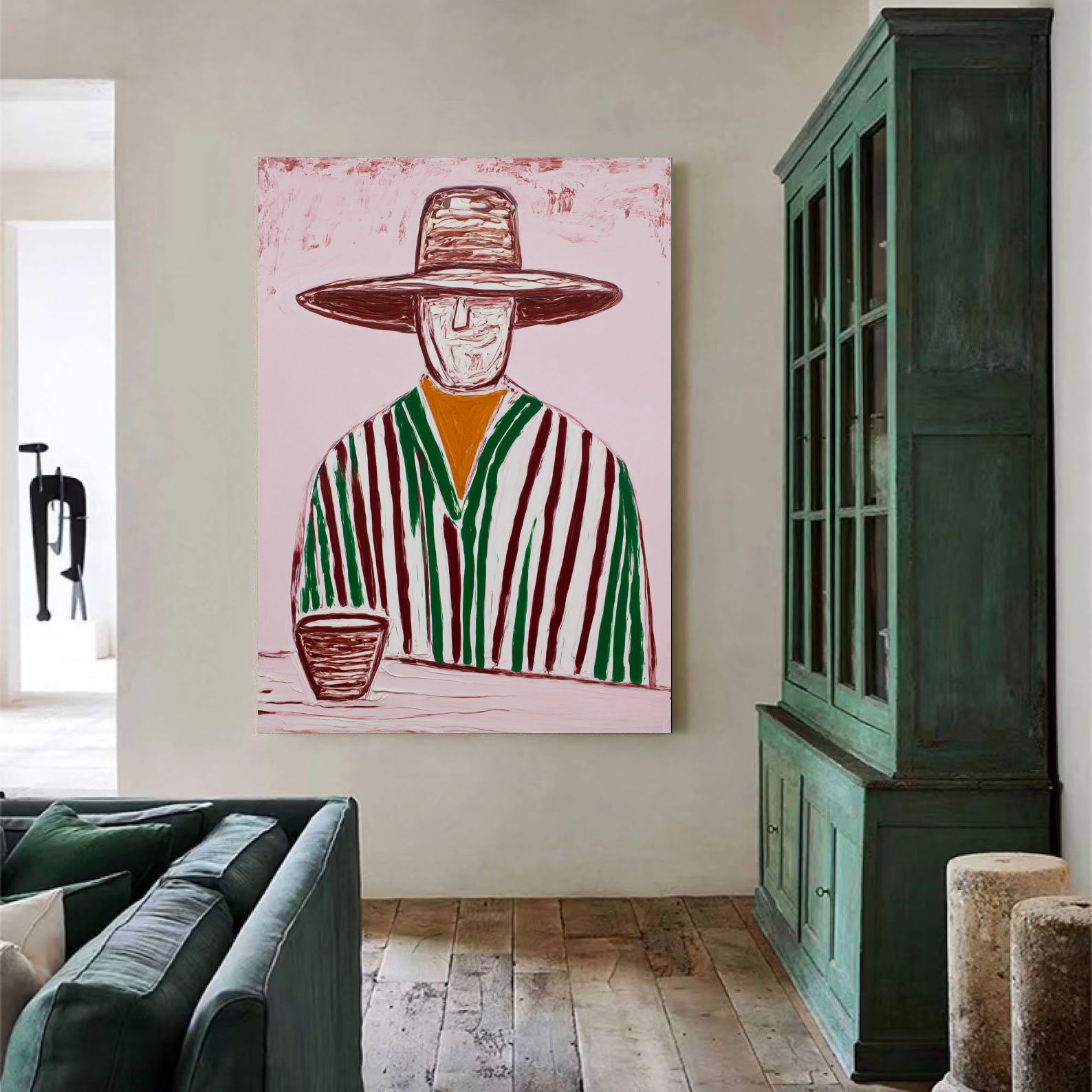 Whimsical Striped Portrait | Casual Lounge