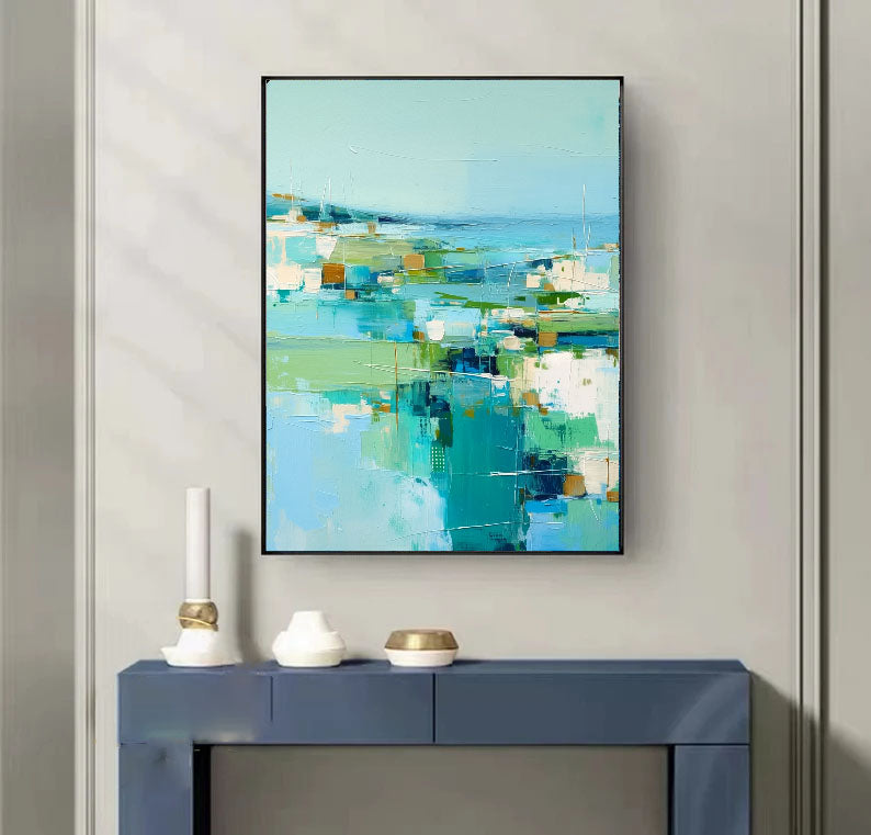 Textured Coastal Geometry | Teal Green
