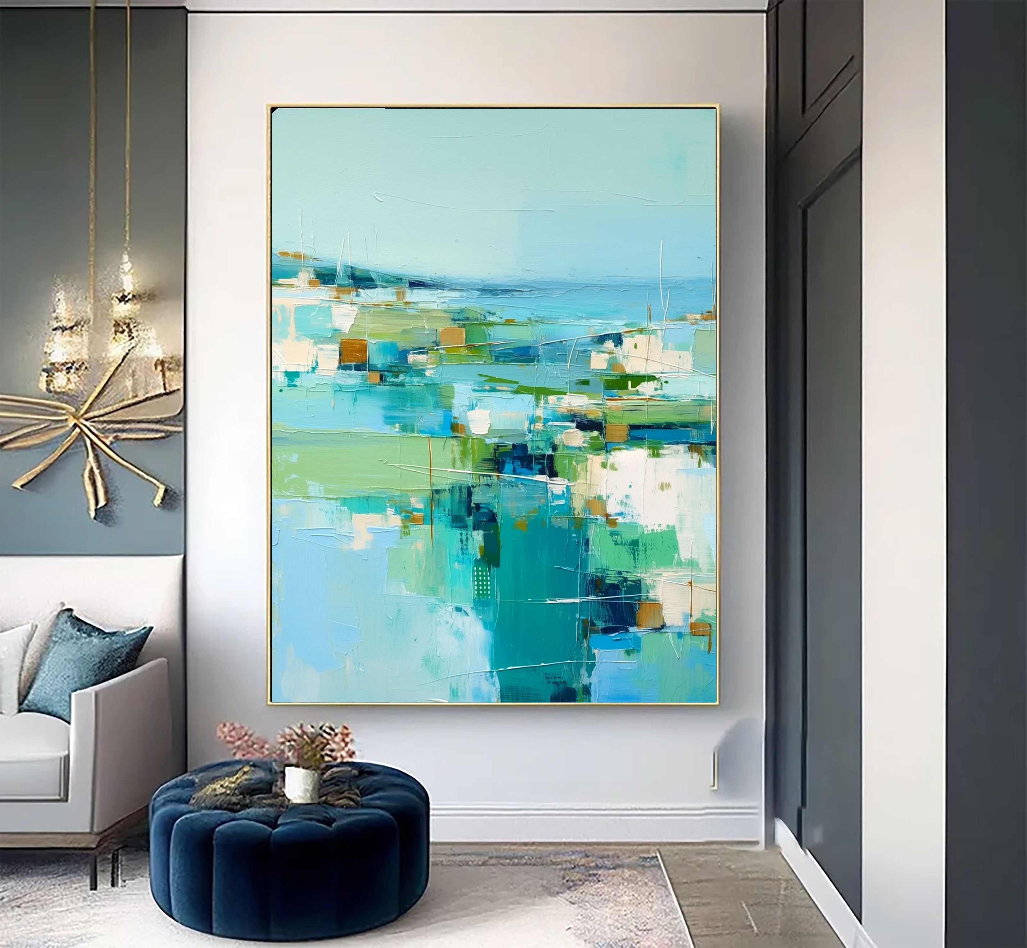 Textured Coastal Geometry | Teal Green