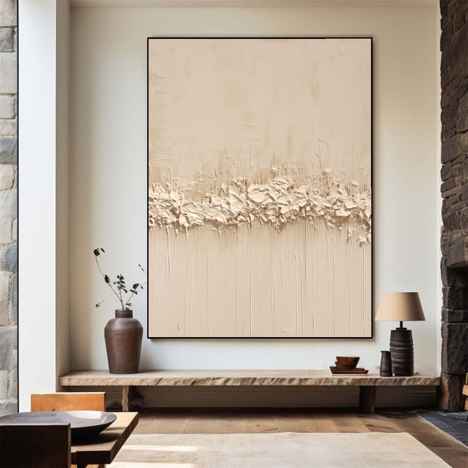 Texturierte, minimalistische Gräser | Beige Weiß