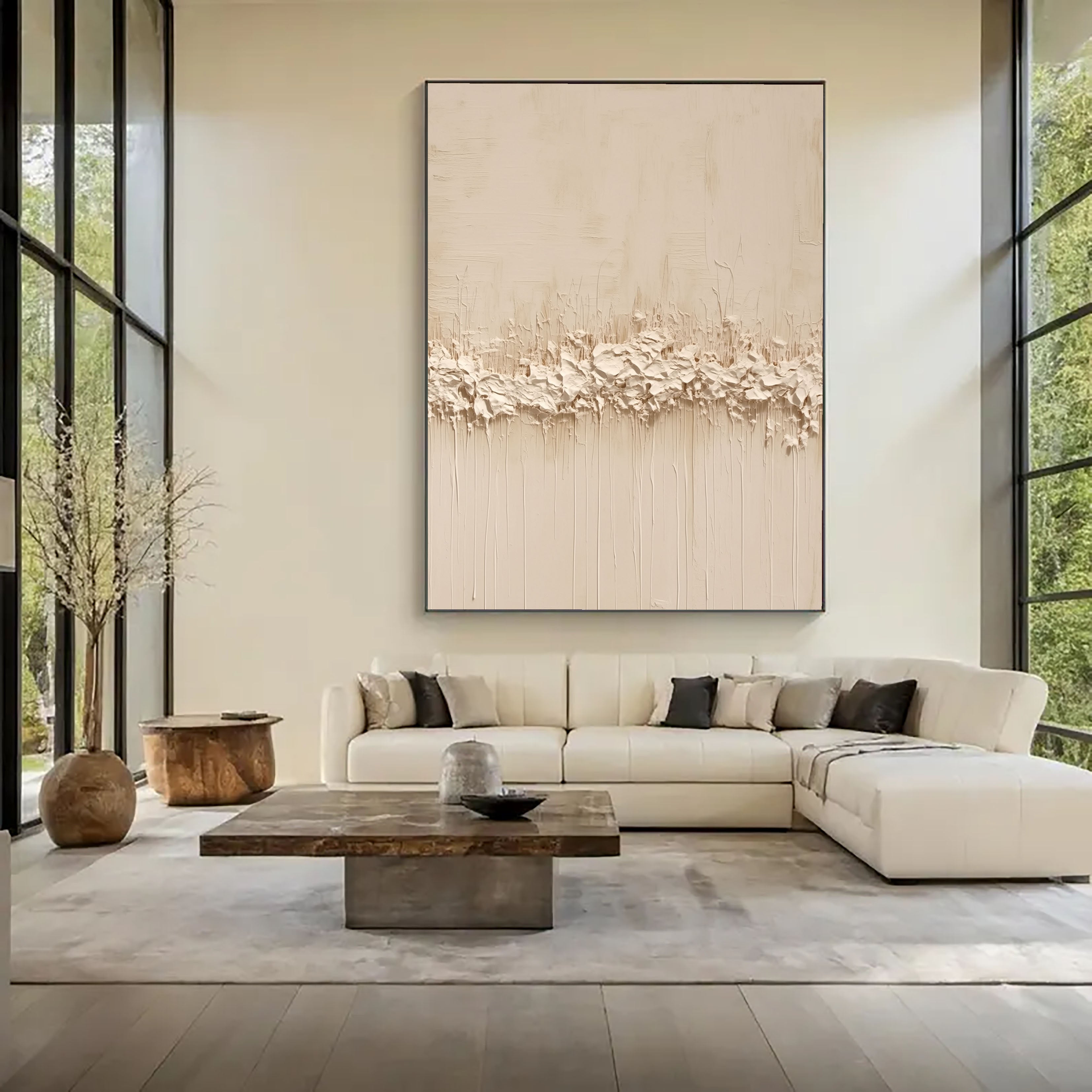 Texturierte, minimalistische Gräser | Beige Weiß