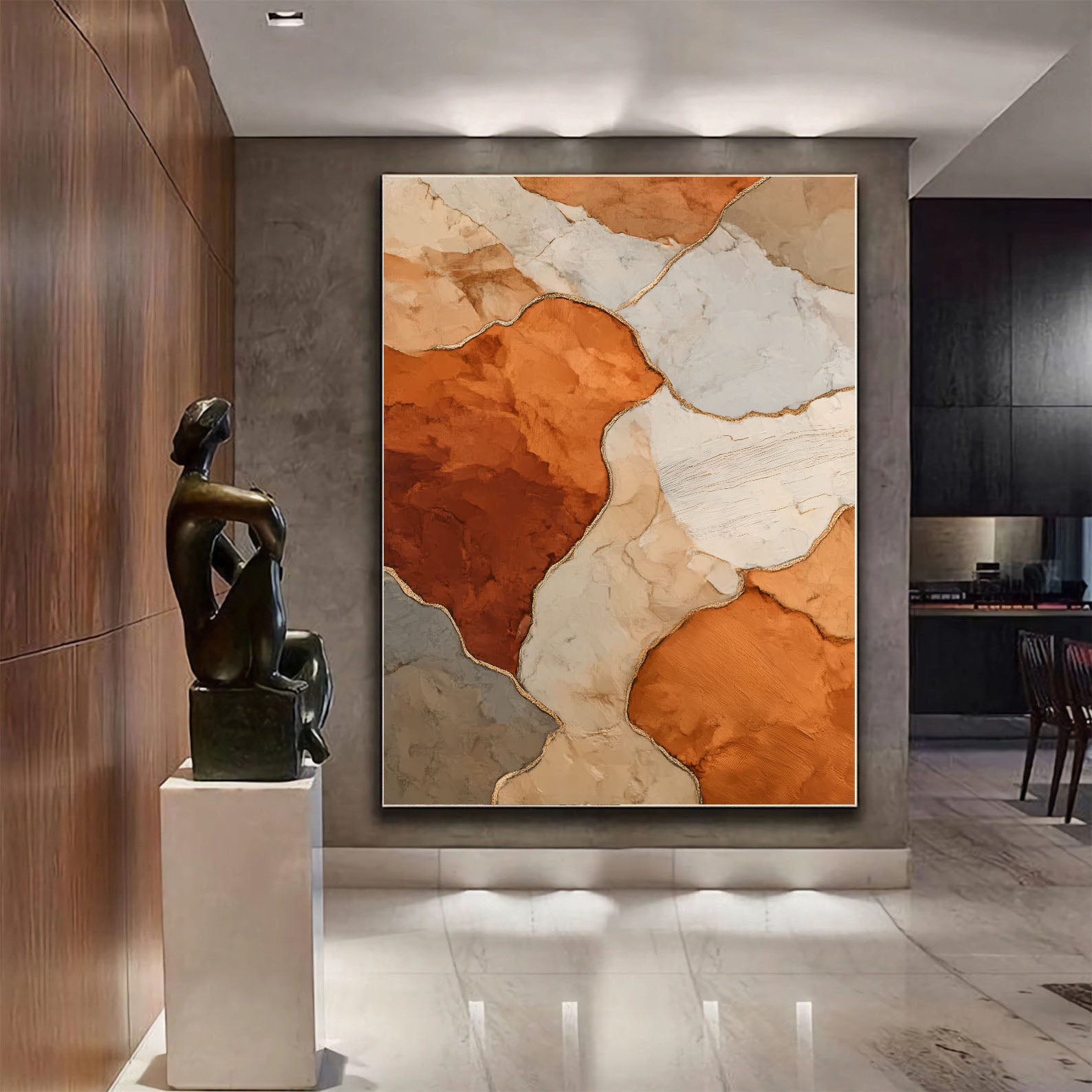 Textured Earthy Opulence | Terracotta Marbling